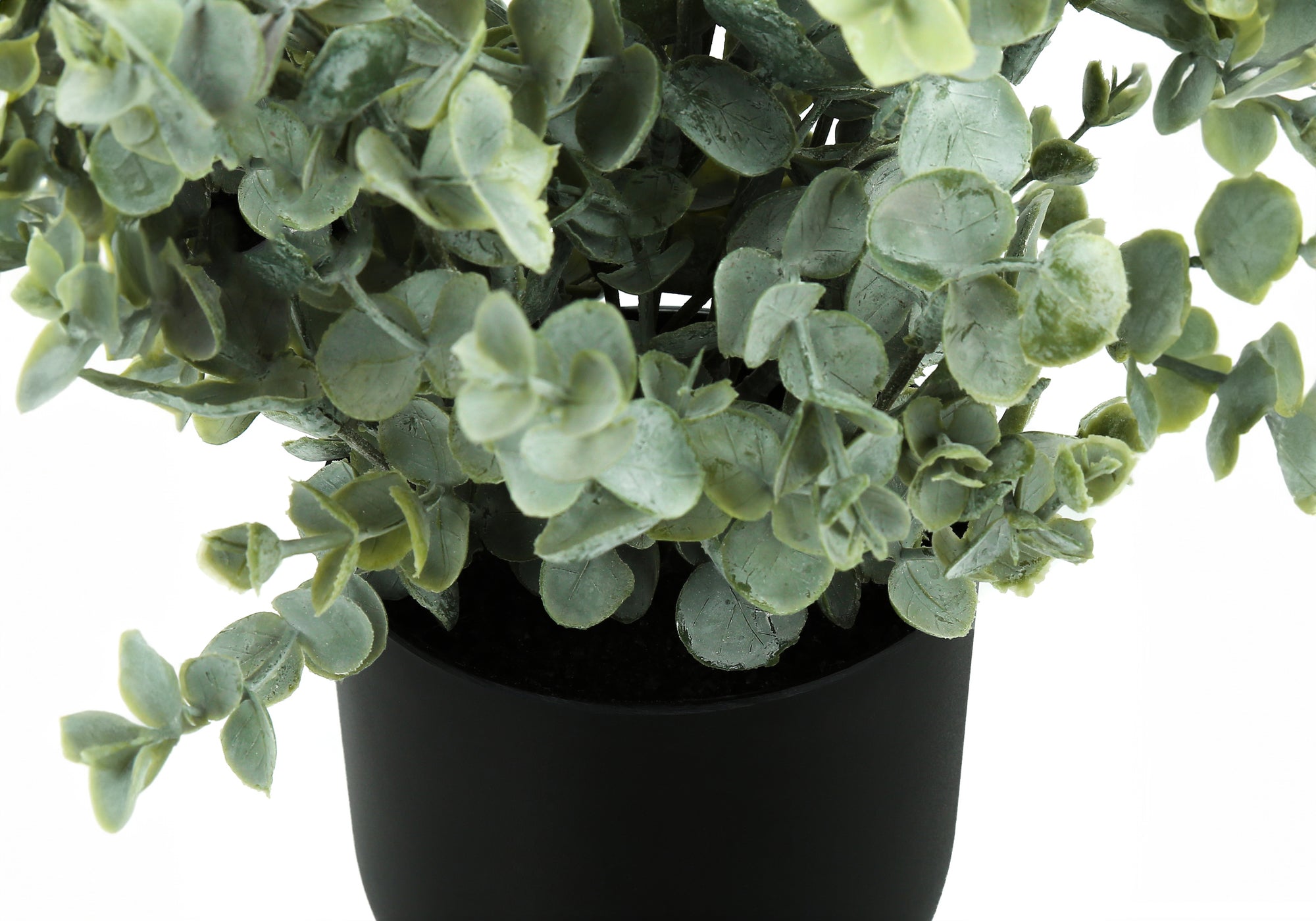 11'' Tall Artificial Eucalyptus Grass Plant with Black Pots, Set of 2