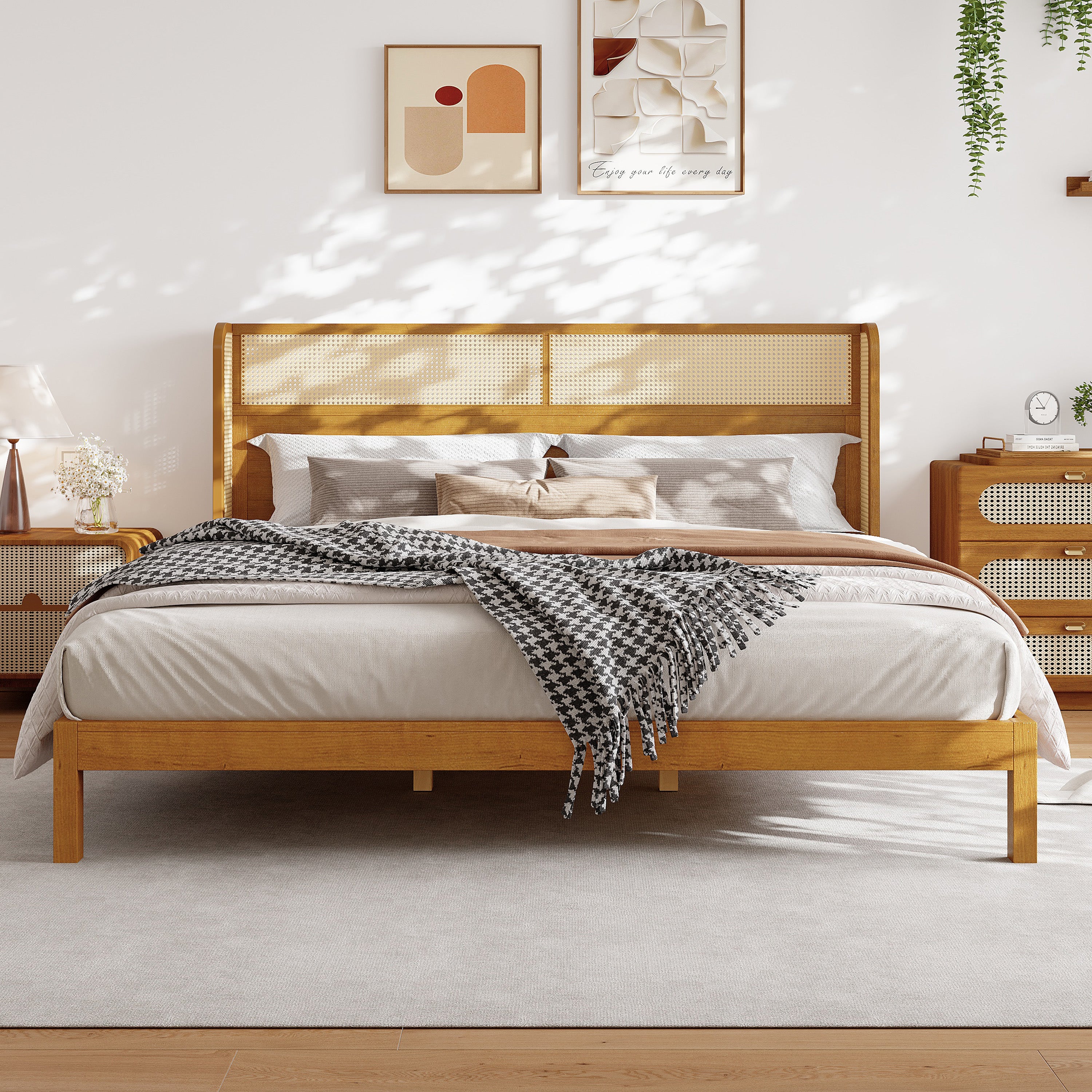 Premium Rubber Wood Platform Bed Frame