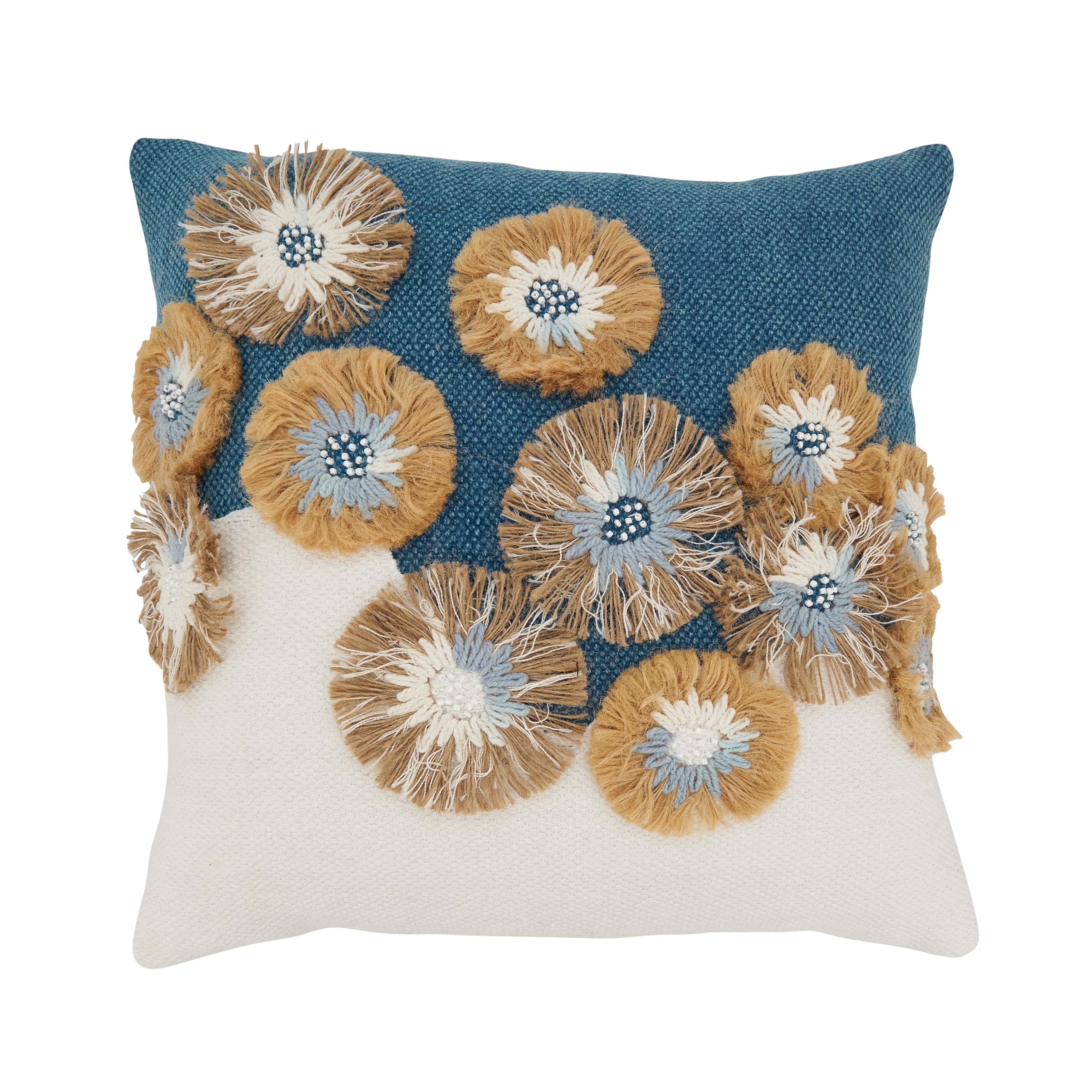 Delicate Embroidered Floral Poly Filled Pillow