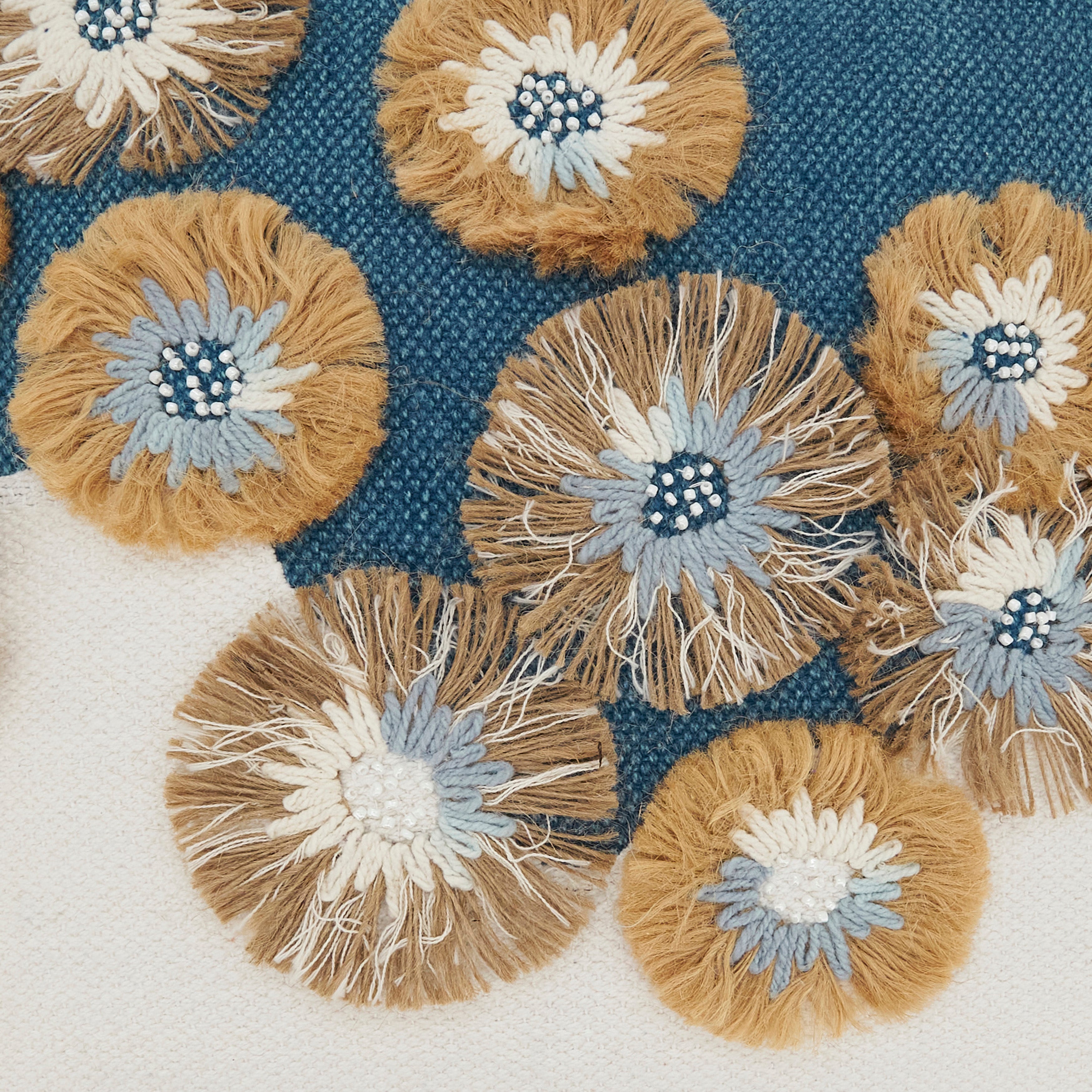 Delicate Embroidered Floral Poly Filled Pillow