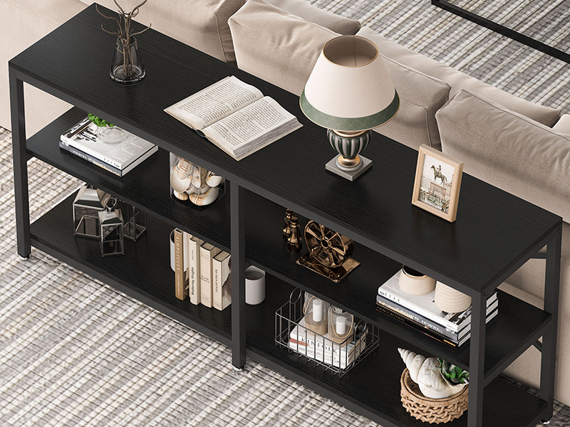 Runford Modern Entryway Table with Metal Frame & X-Back Design