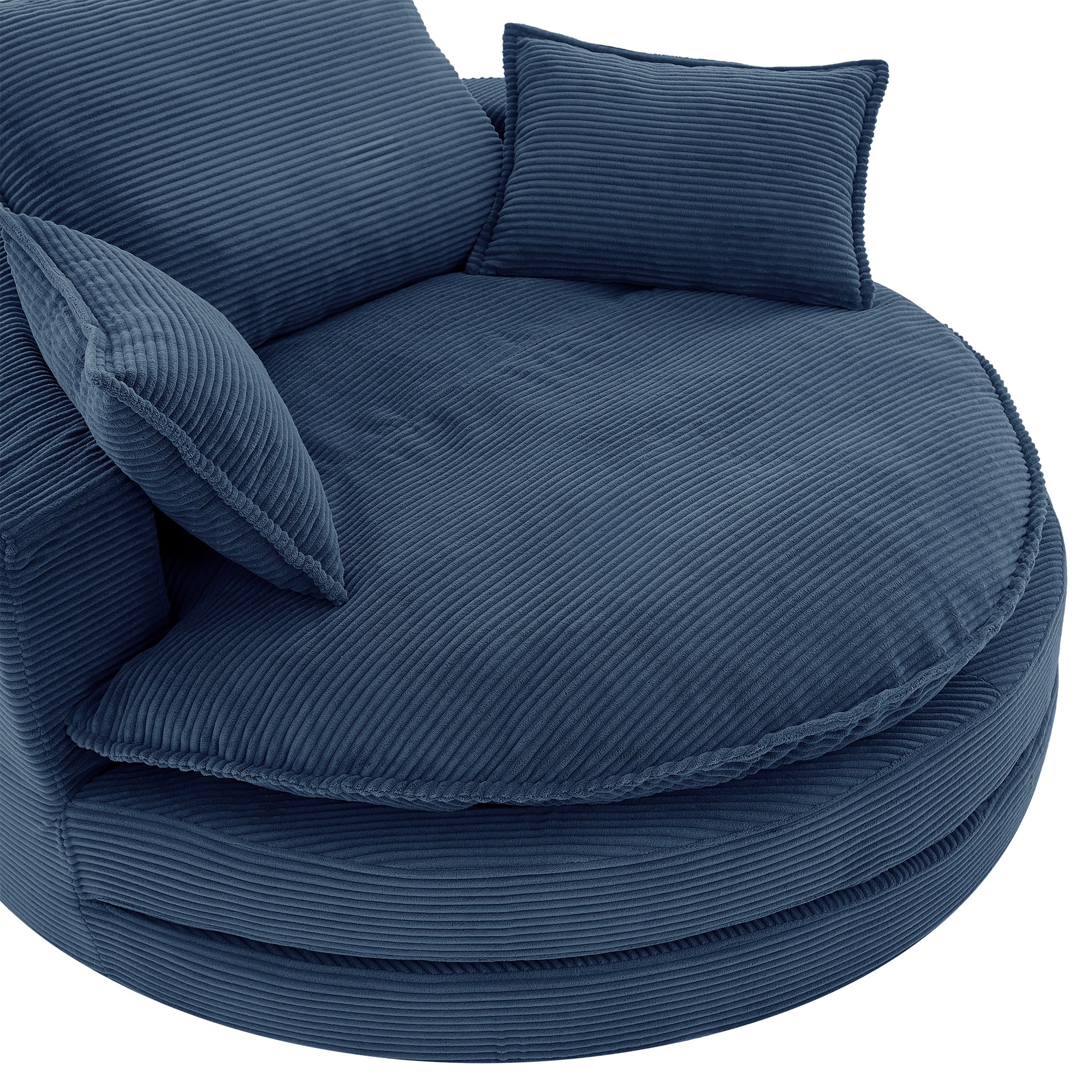 Corduroy 360° Swivel Accent Barrel Chair with 3 Removable Pillows