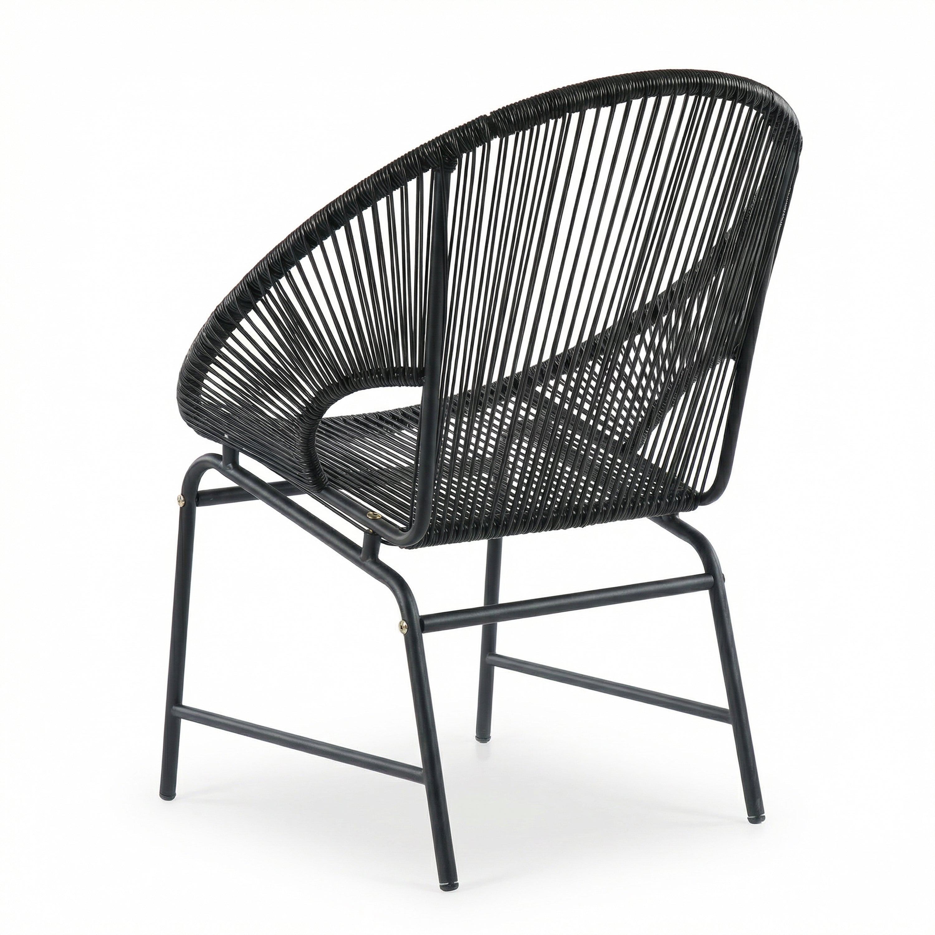 NUSA OUTDOOR PATIO WICKER CHAIR, TEAL PE RATTAN & IRON FRAME, SET OF 2