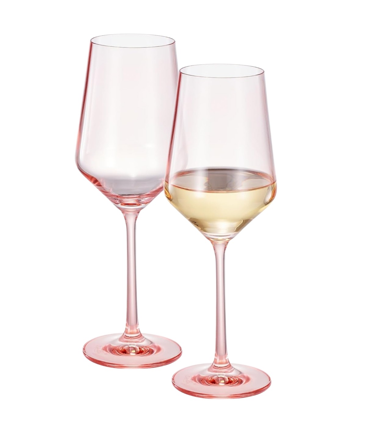 Pink Mirage Colored Crystal Wine Glasses Set of 2