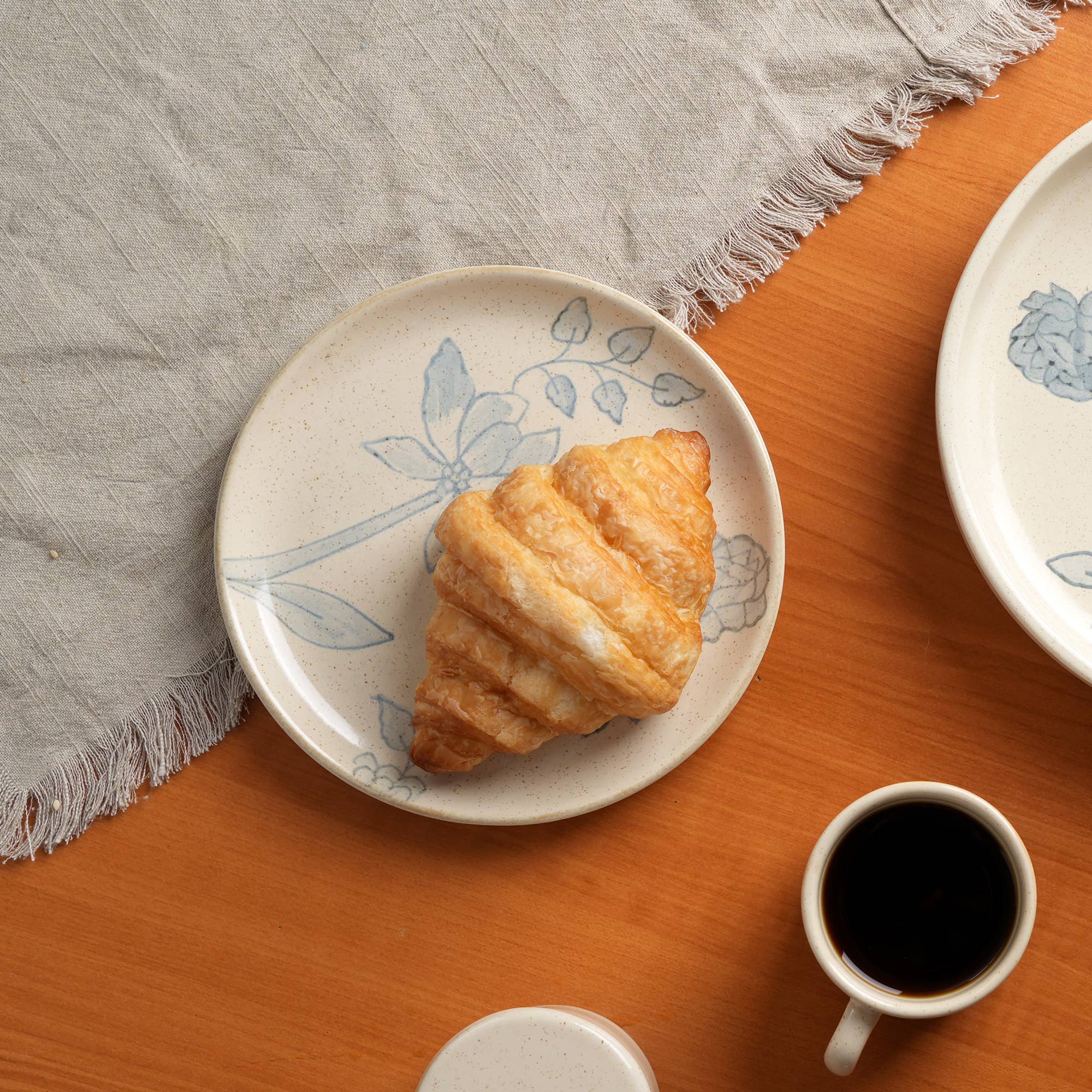 Off-White Round Ceramic Floral Side Plate