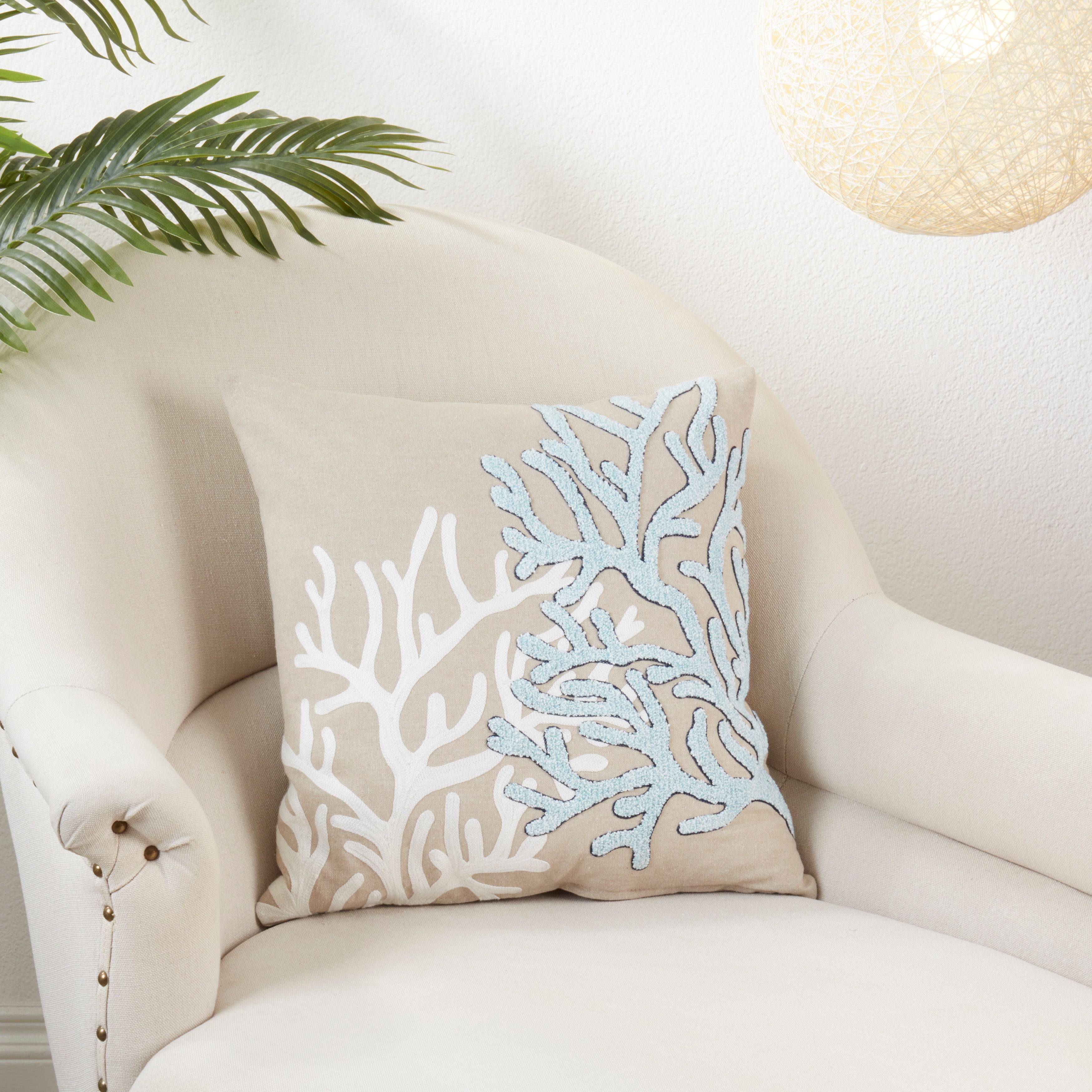 Coral Haven Poly Filled Throw Pillow