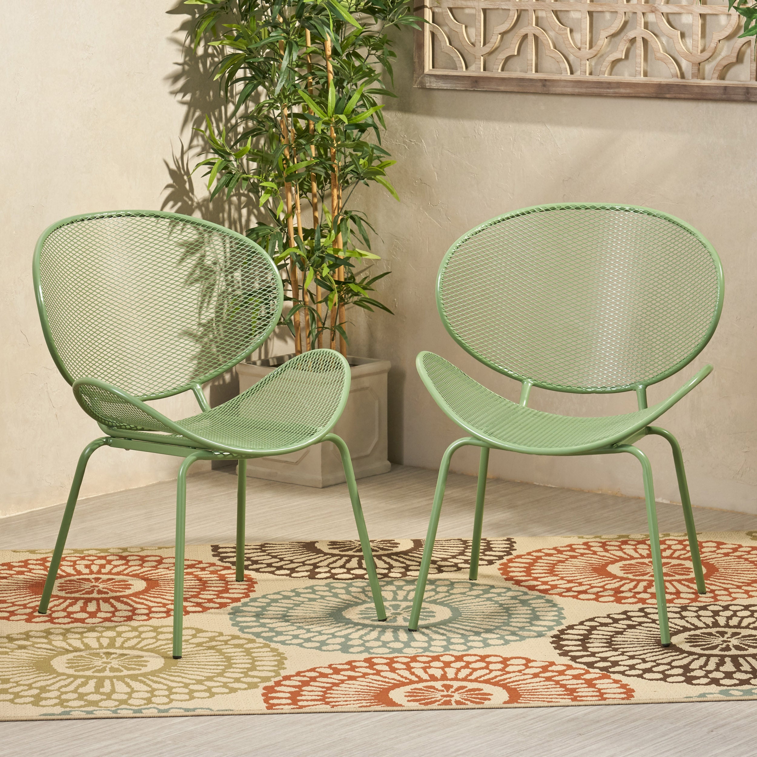 Modern Elba Chair Set With Mesh Seating And Retro Shell Design