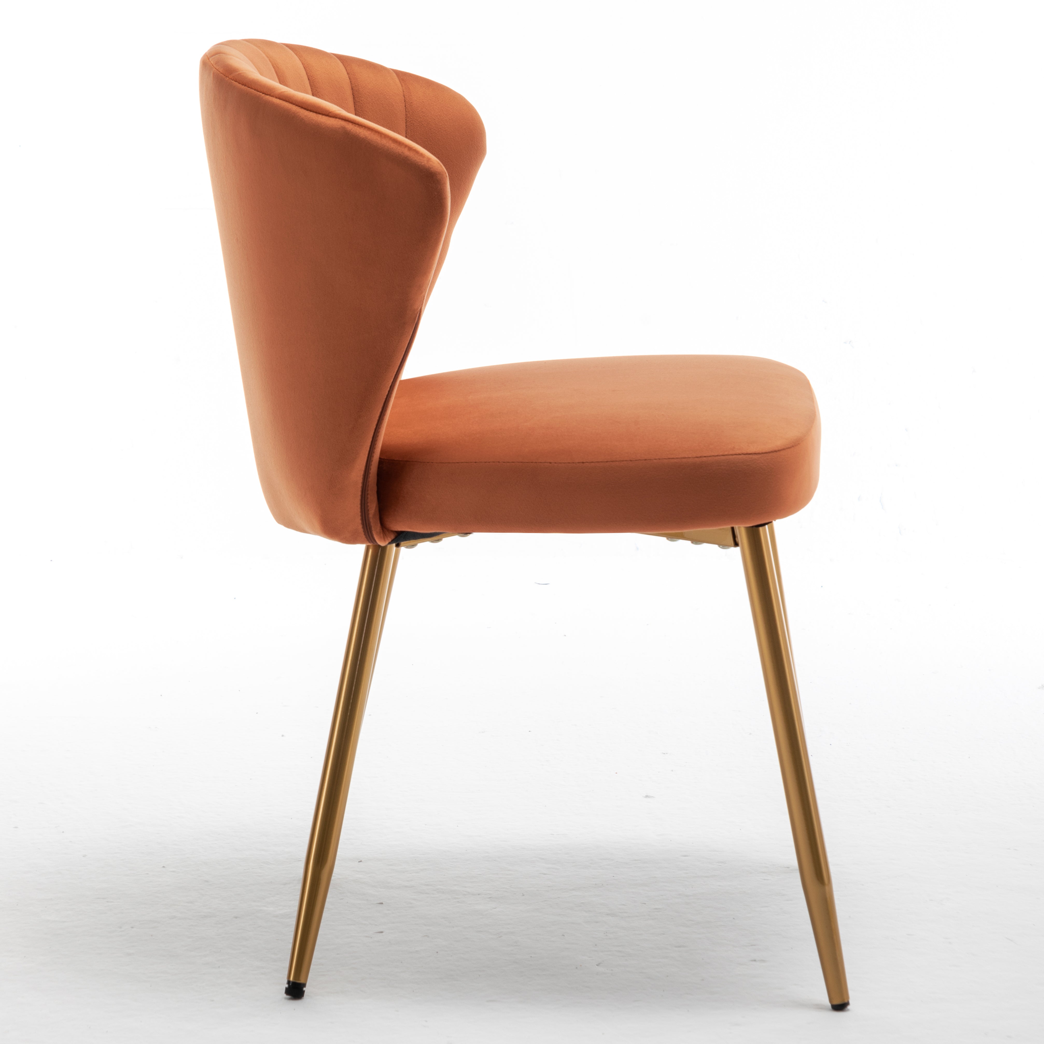 Modern Velvet Armless Accent Chair, Channel Tufted Dining Chair with Gold Metal Legs, Upholstered Side Chair for Living Room Bedroom Small Spaces
