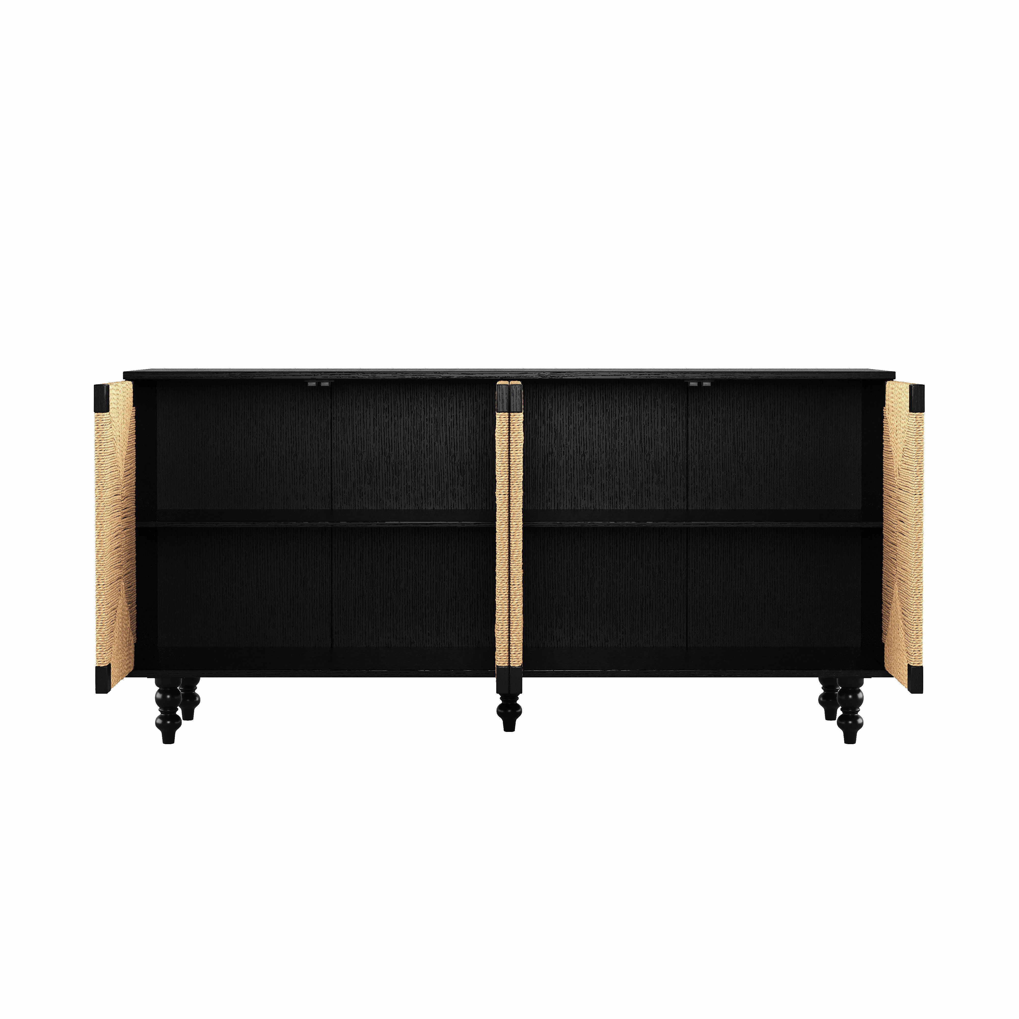 Natural Sideboard Buffet Cabinet with Seagrass Doors