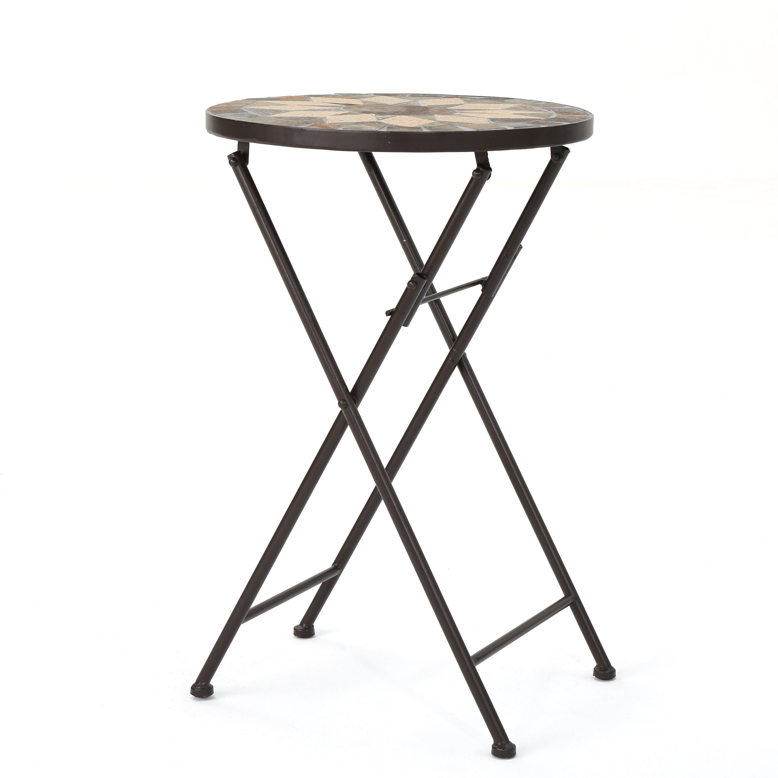Outdoor Folding End Table with Sunburst Design