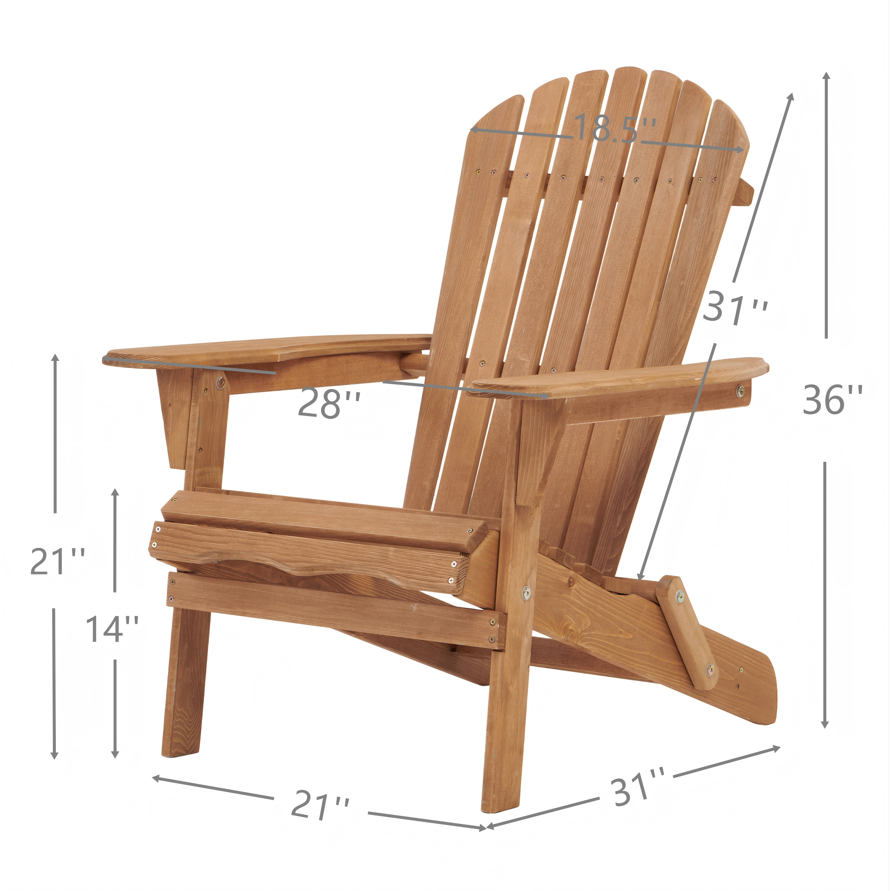 Outdoor Wooden Folding Adirondack Chair, Set of 2