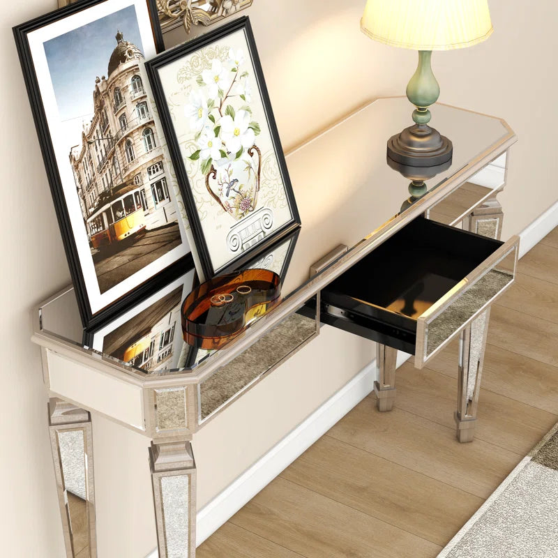 Mirror Console Table with 3 Drawers