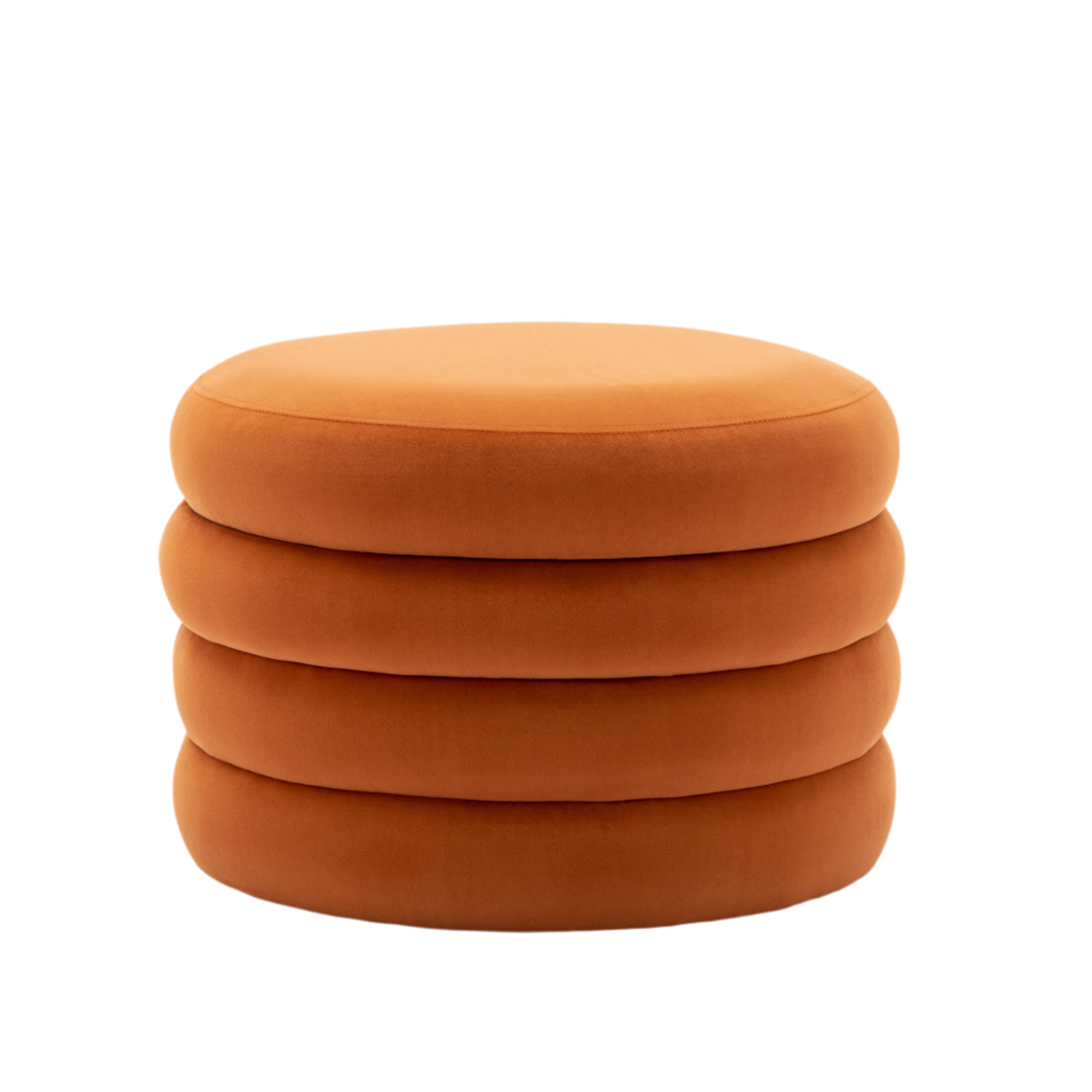 Boucle Storage Round Ottoman Footstool With Wooden Shelving