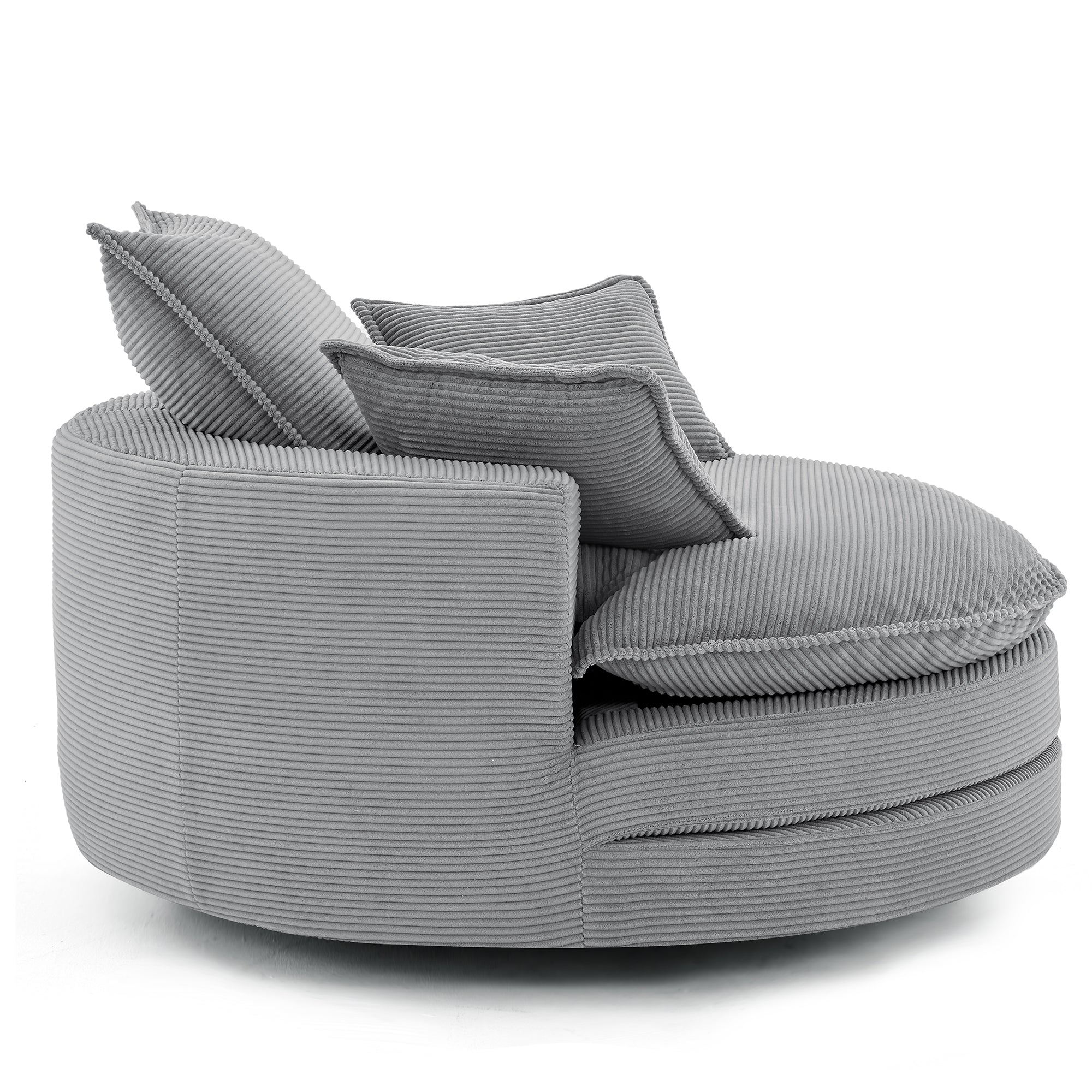Corduroy 360° Swivel Accent Barrel Chair with 3 Removable Pillows