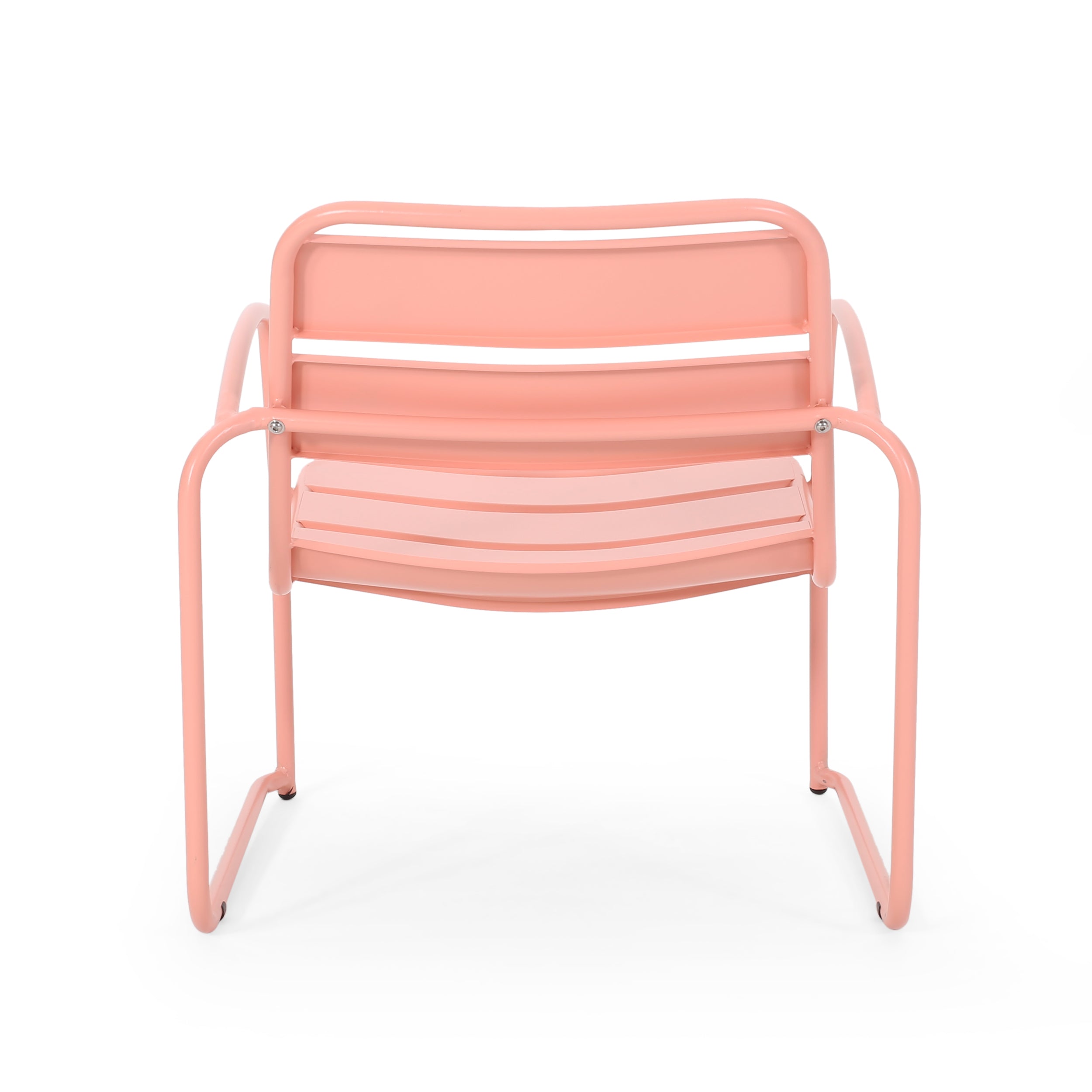 Outdoor Iron Chair with Open Slat Design and Curved Arms, Set of 2