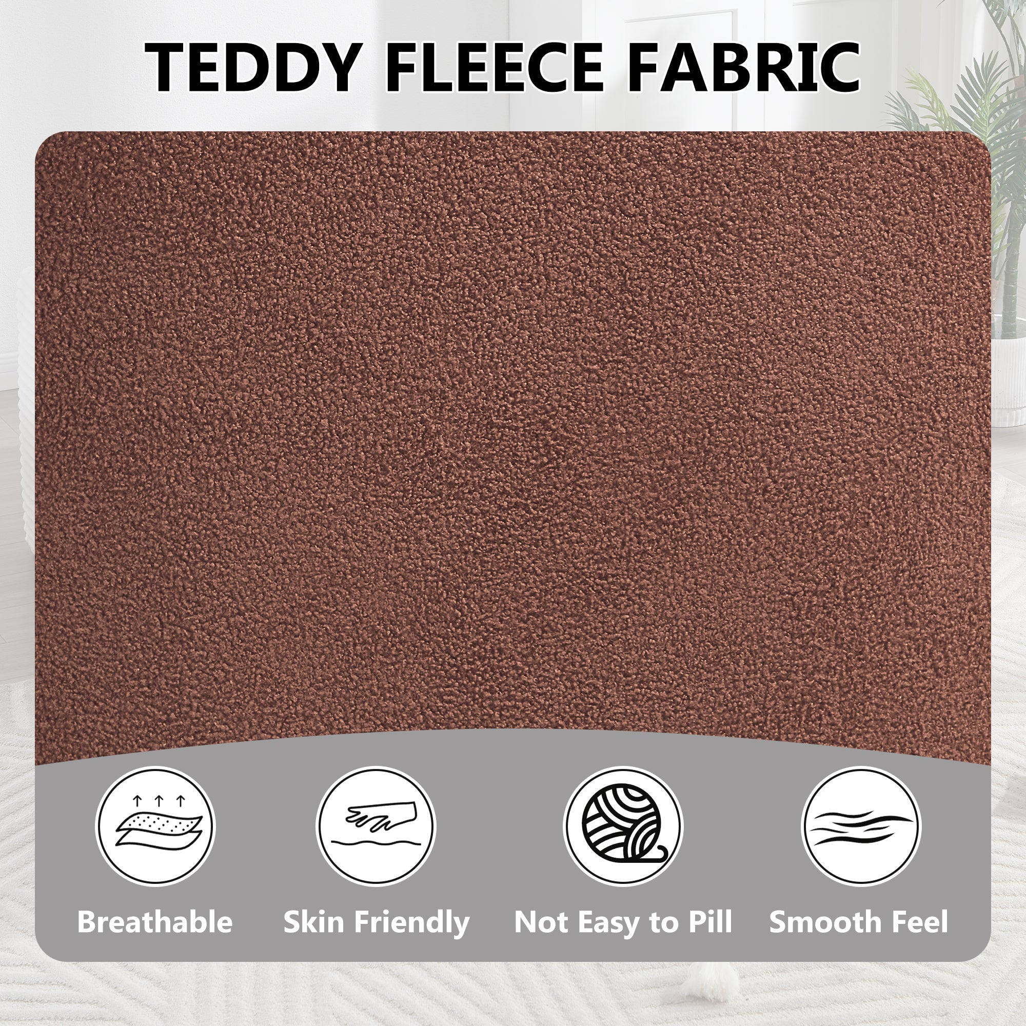 Teddy Fleece 360° Swivel Round Upholstered Comfy Accent Chair With Pillow