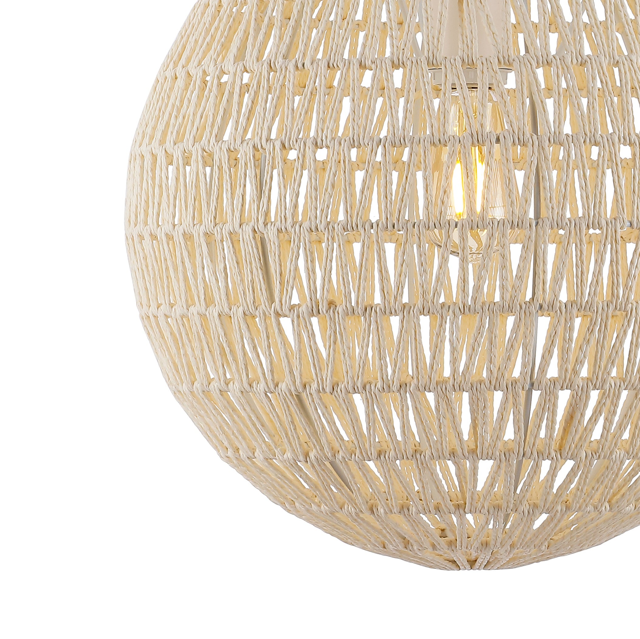 Luna 1-Light Bohemian Modern Woven Rattan/Iron LED Pendant