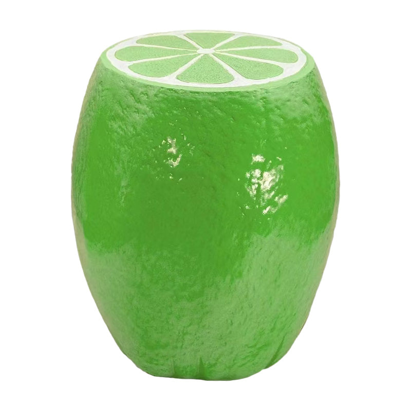 14" Green Lemon Resin Garden Stool