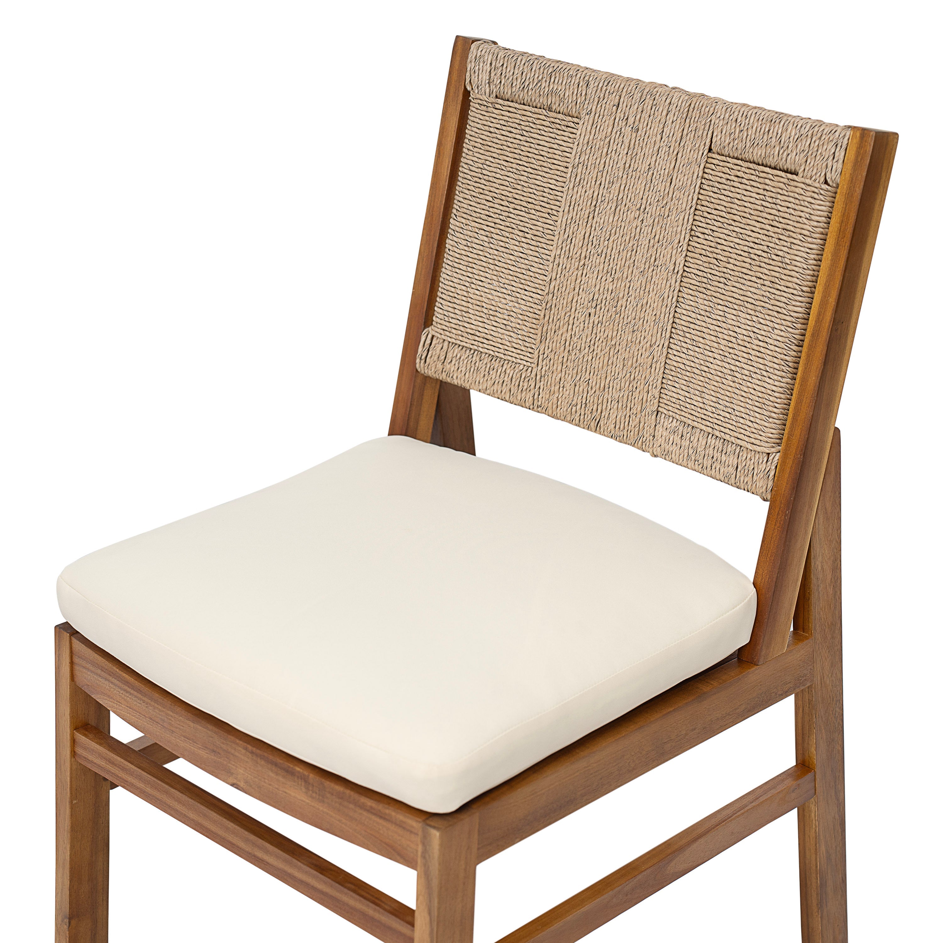 Monica Outdoor Wood and Wicker Woven 7 Piece Dining Set