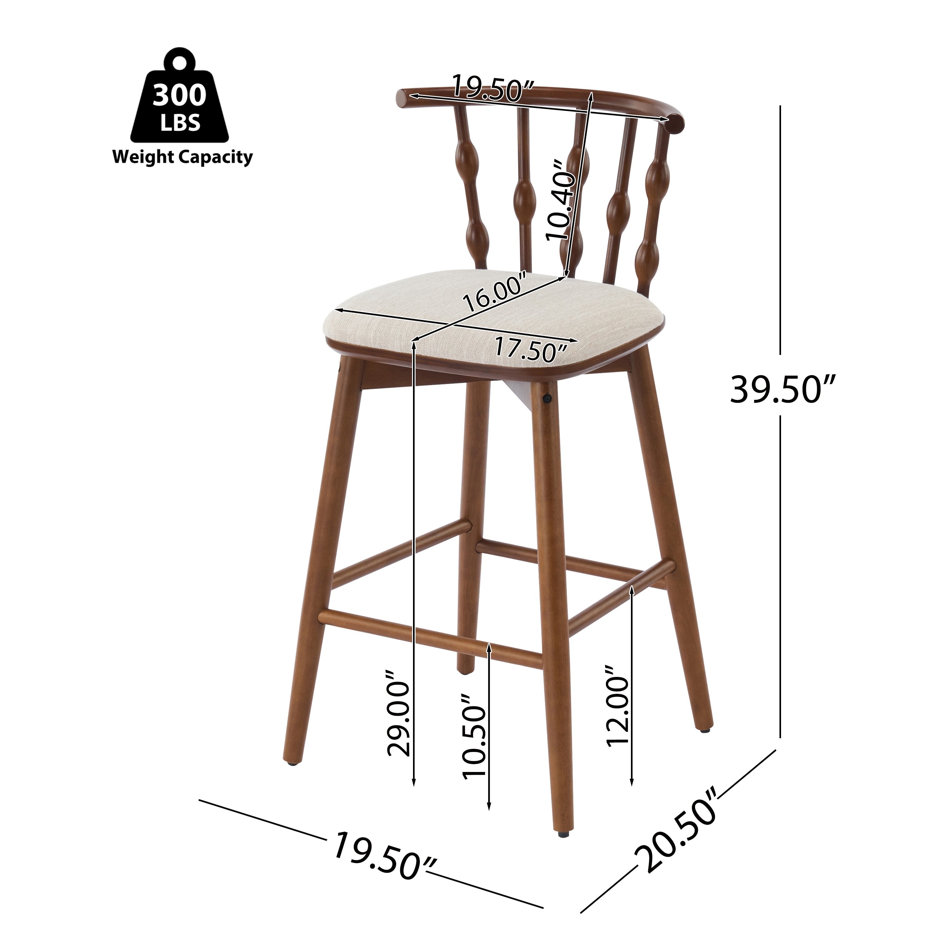 Doria Indoor Wooden Barstool, Set of 2