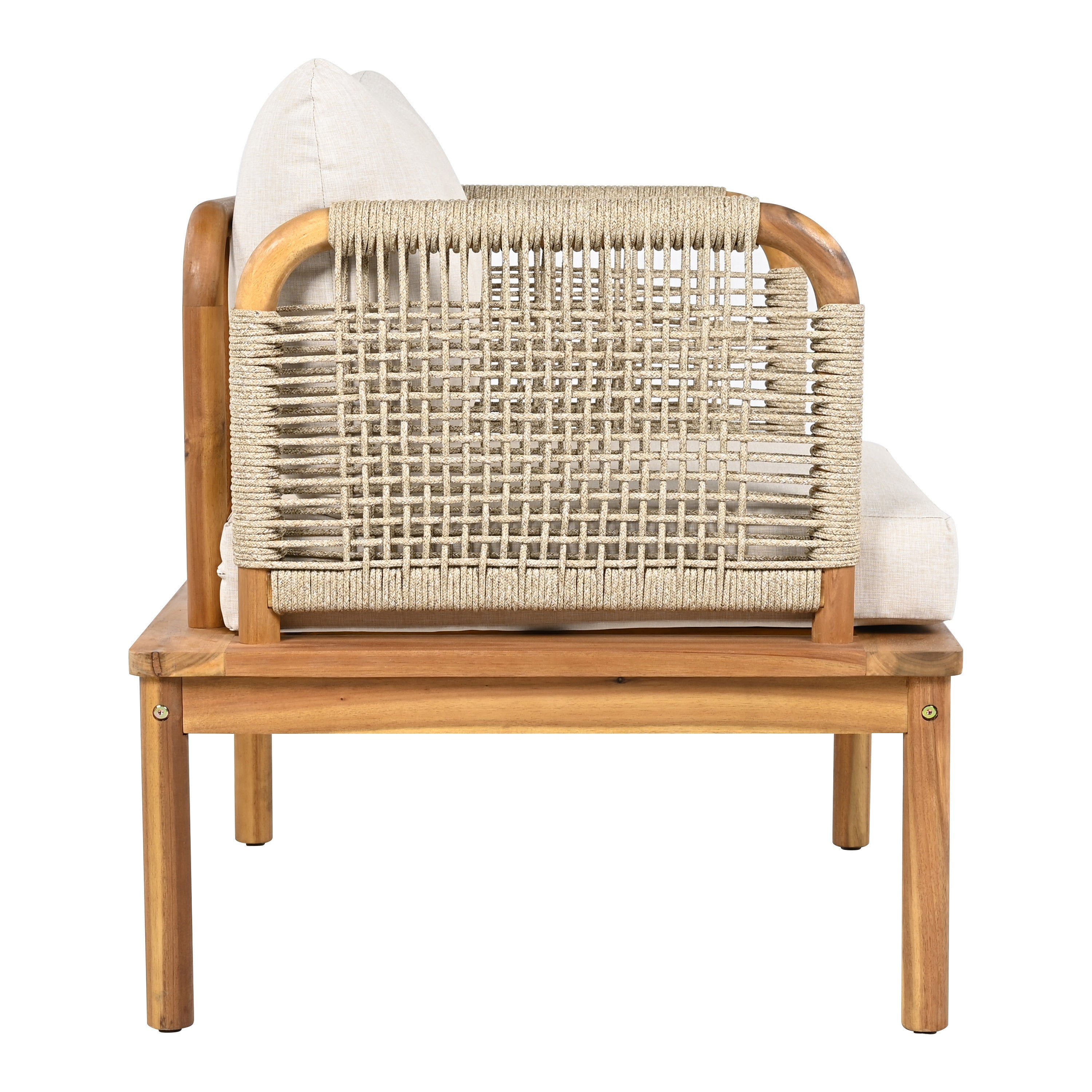 Isola Outdoor Acacia Wood and Rope Club Chair with Cushions