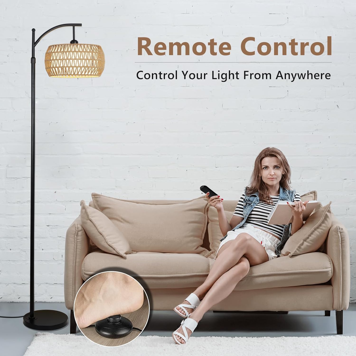 Ataraxis Floor Lamp with 3 Color Temperatures and Double Drum Shade