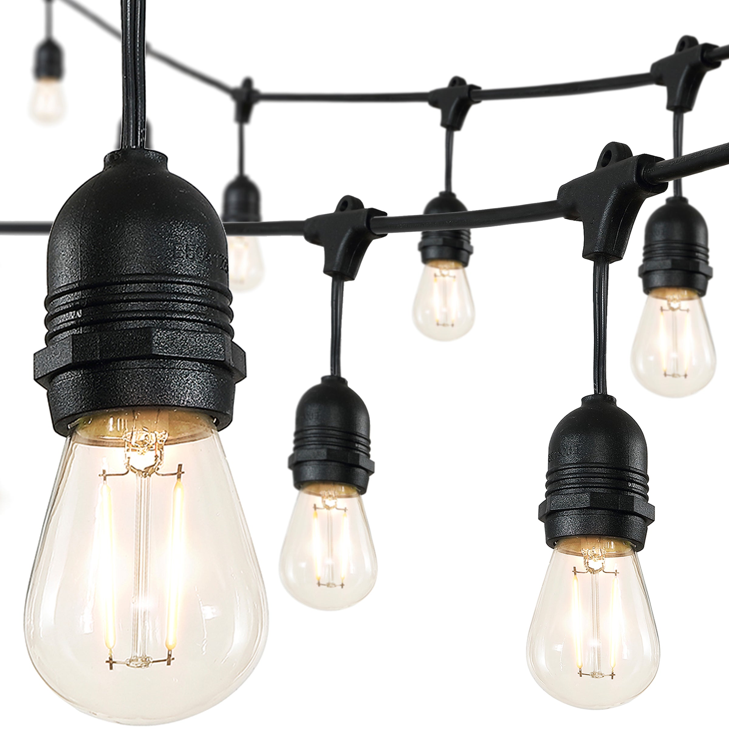 15-Light Indoor/Outdoor Rustic Industrial LED S14 Edison Bulb String Lights