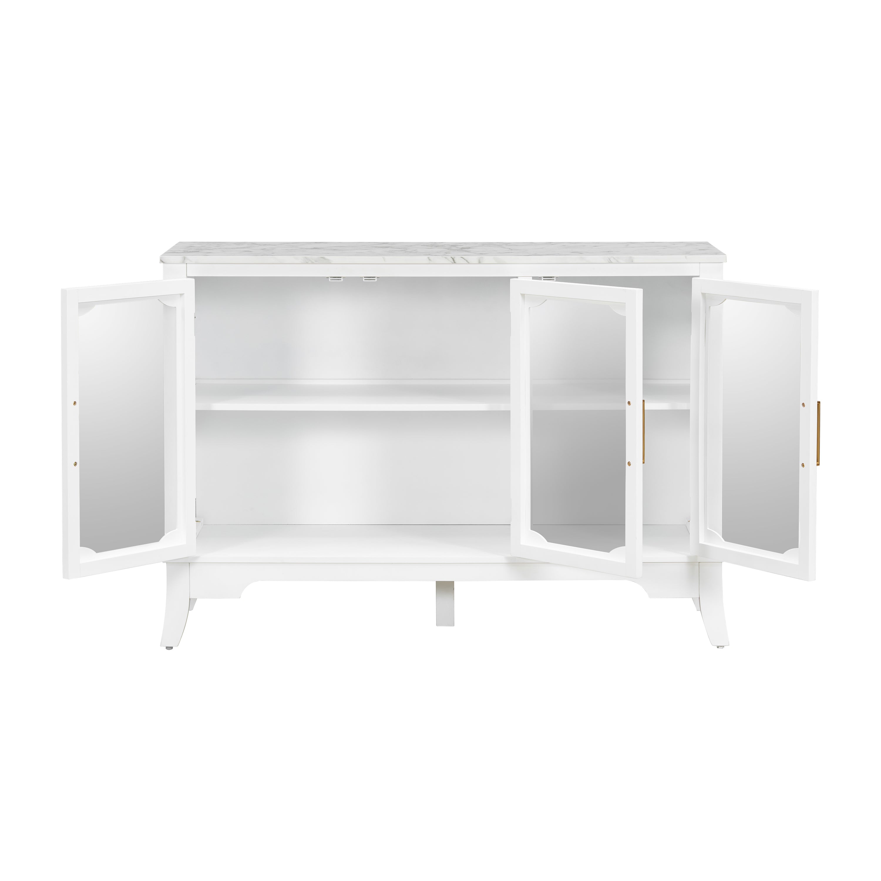 3-Door Storage Cabinet with Glass Doors