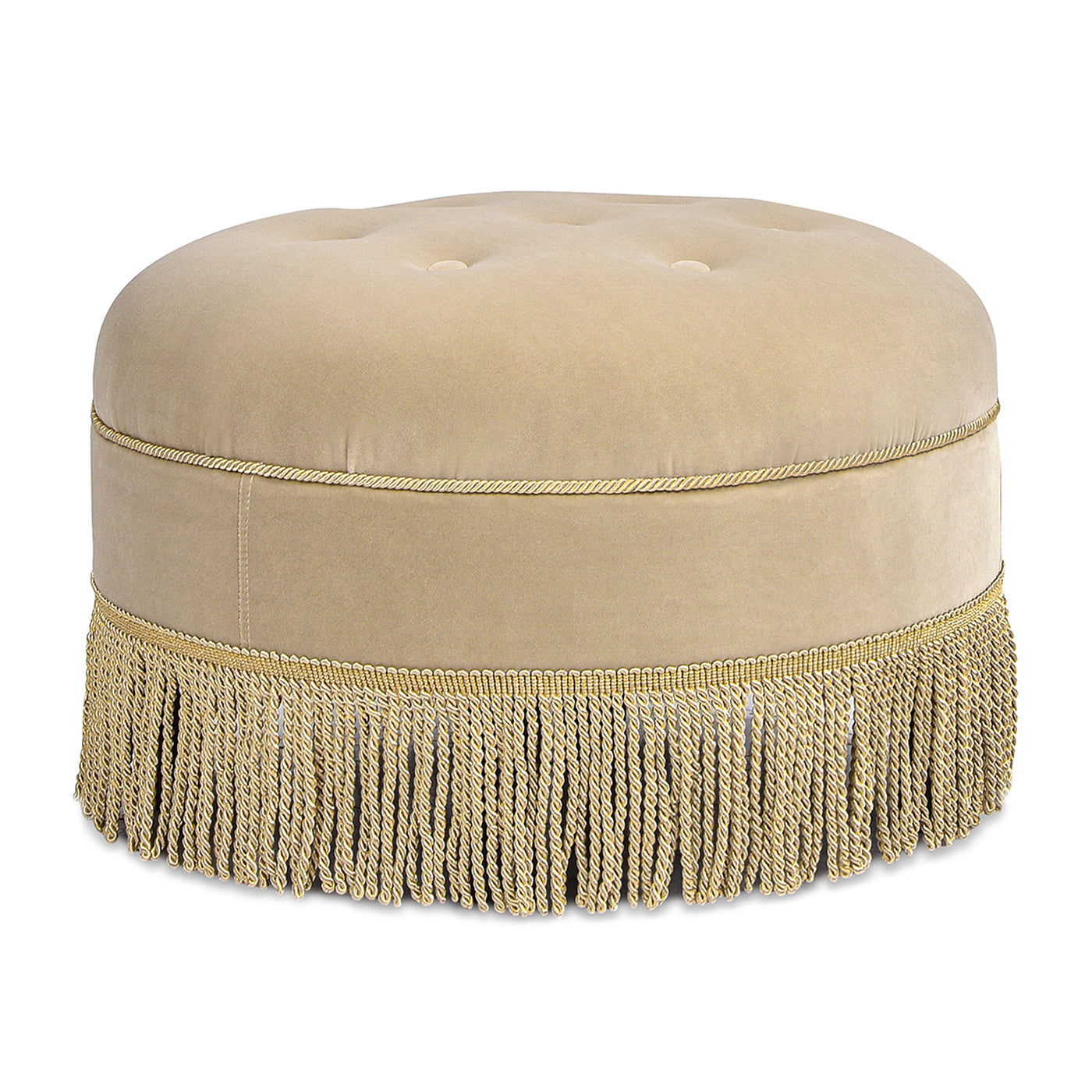 Yolanda 24" Round Upholstered Accent Ottoman, Olive Green Performance Velvet