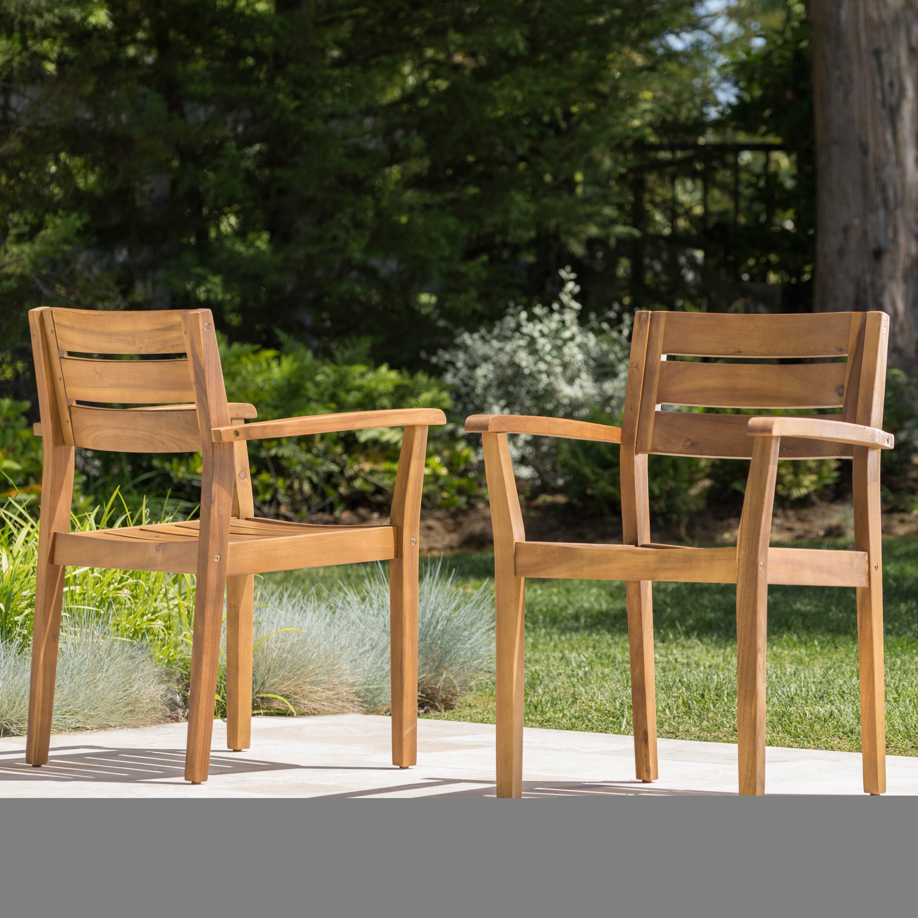 Stamford Outdoor Acacia Wood Dining Chairs, Set of 2