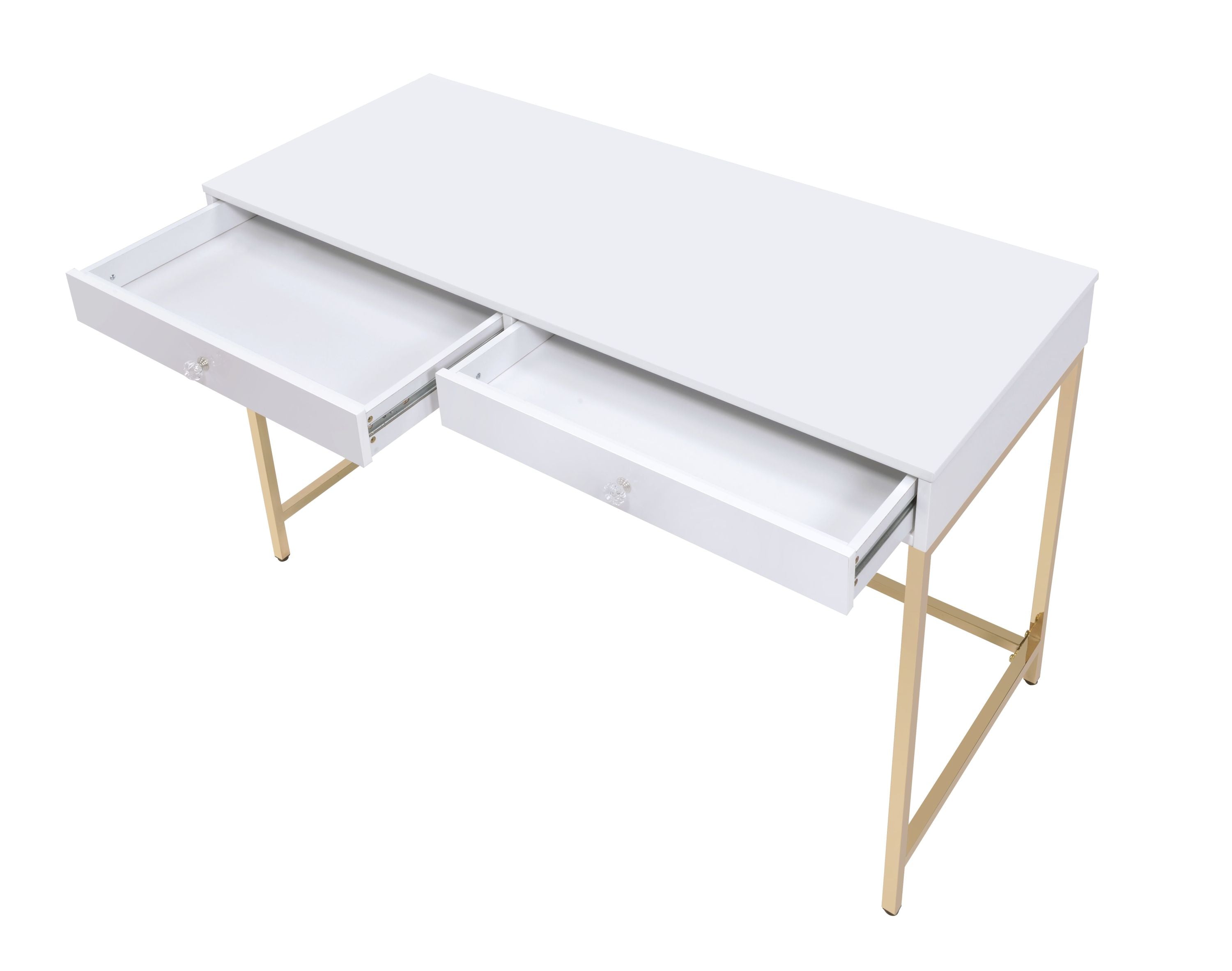 Ottey High Gloss & Gold Finish Writing Desk