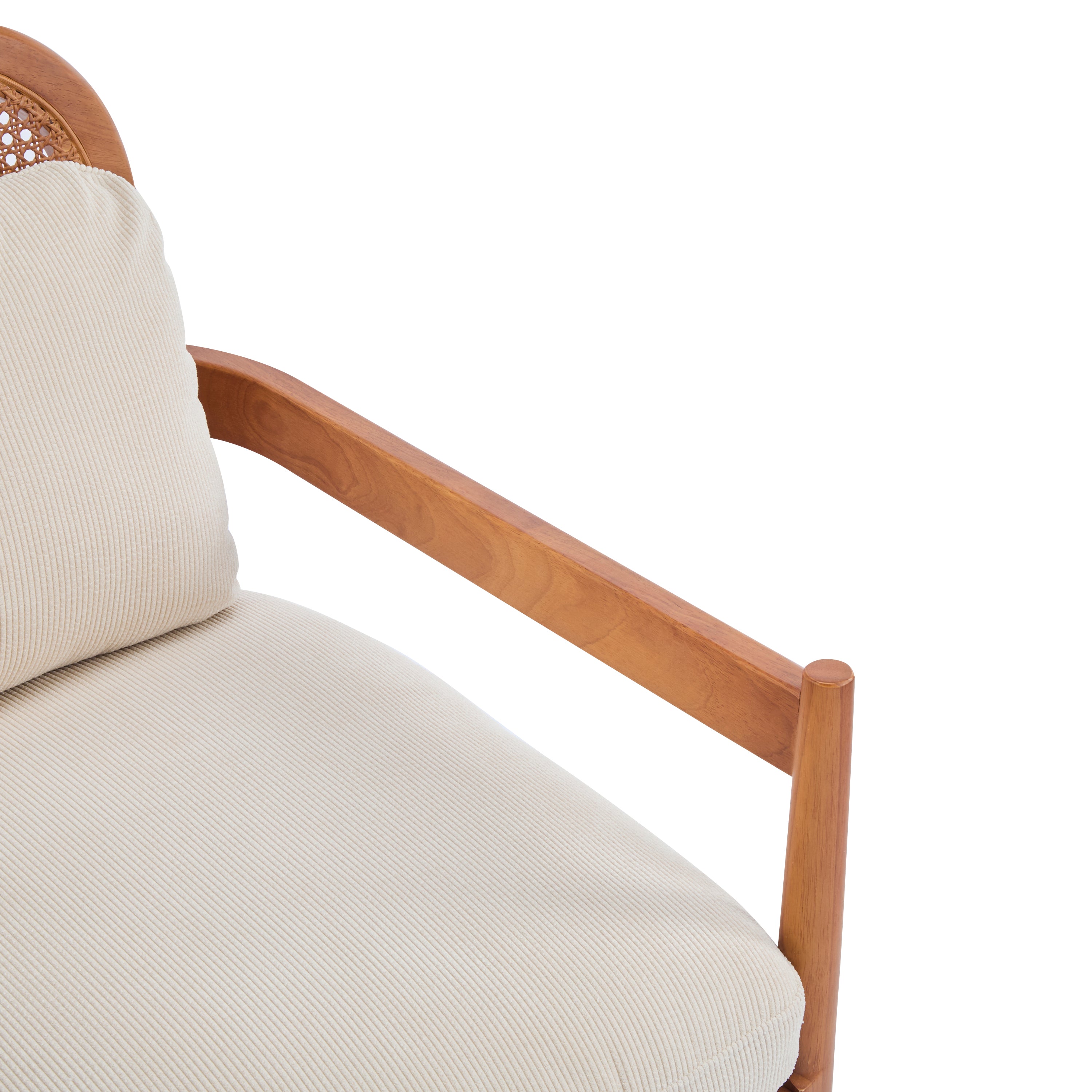 Elliston Solid Wood and Rattan Accent Chair with Cushions, Set of 2