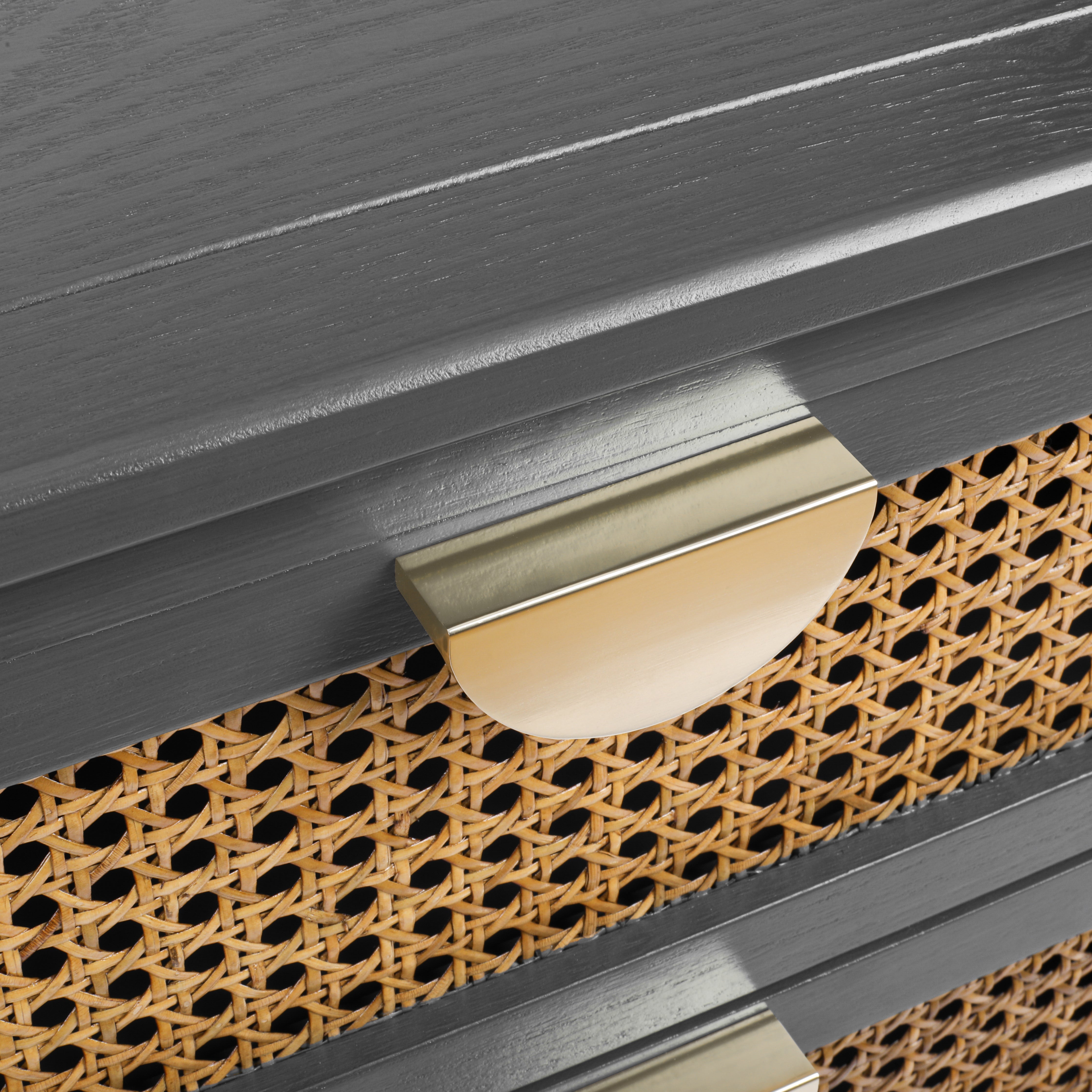 2-Drawer Side Table with Natural Rattan Drawers