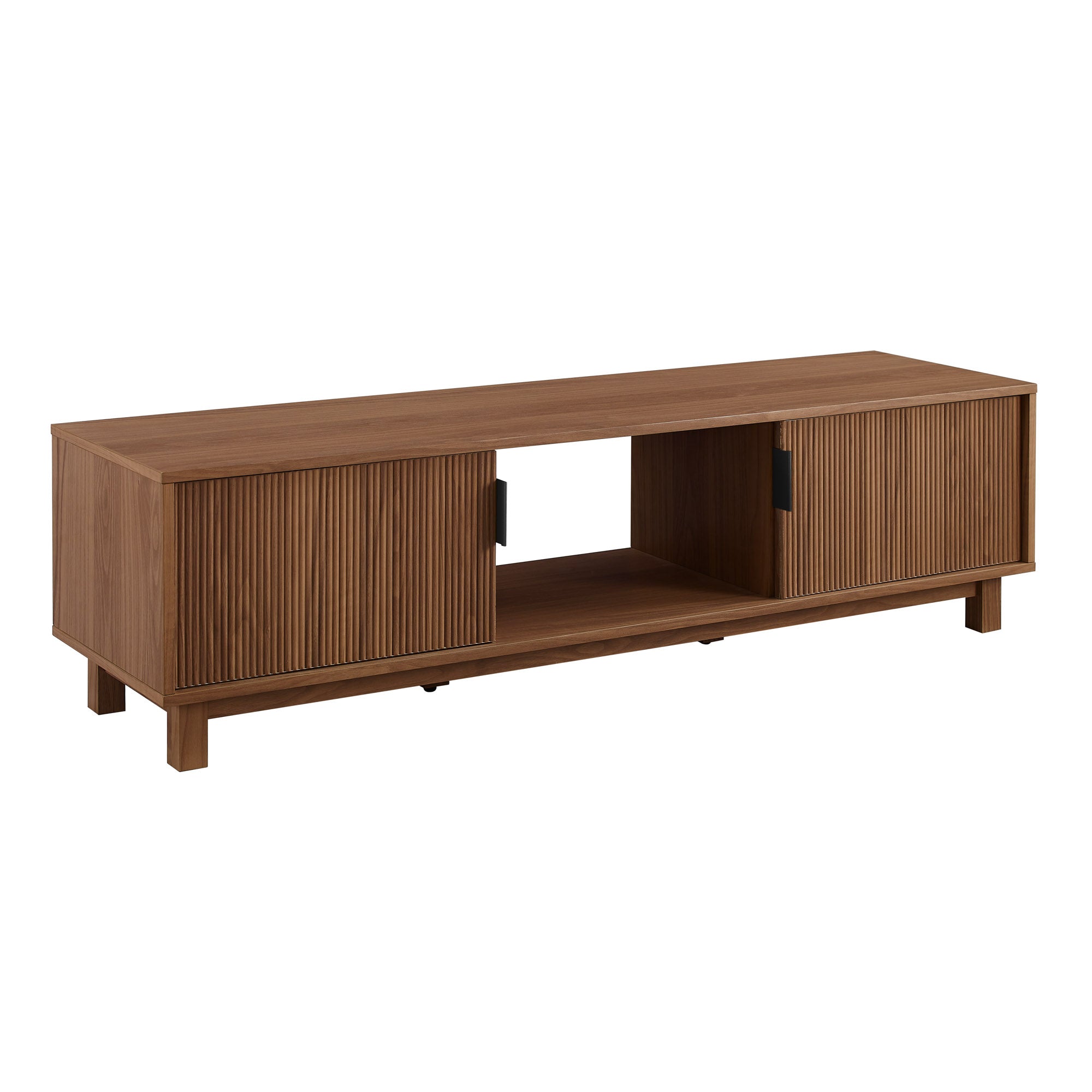 Vibrato Fluted-Door TV Stand with Open Shelf