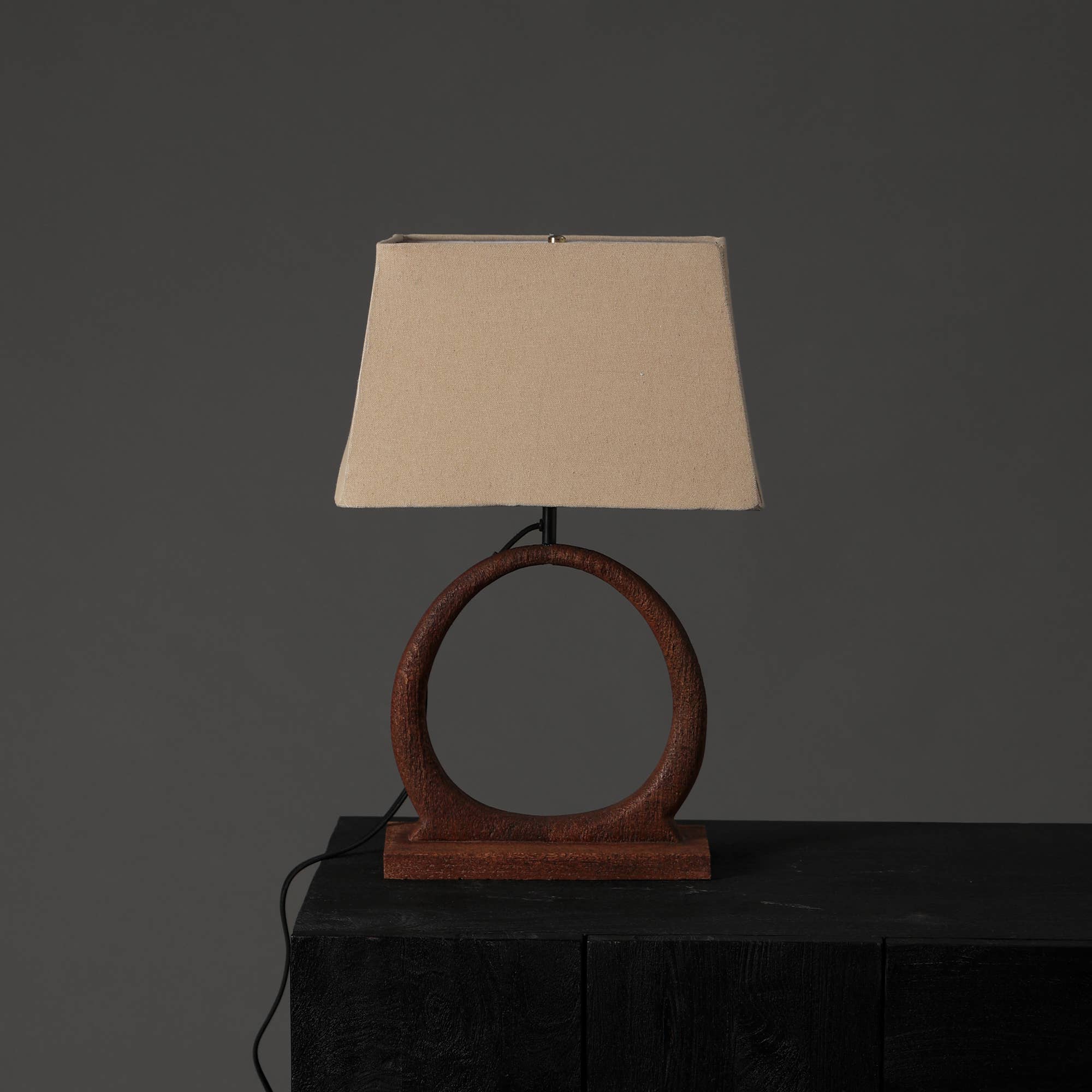 Decorative Table Lamp with Wooden Base