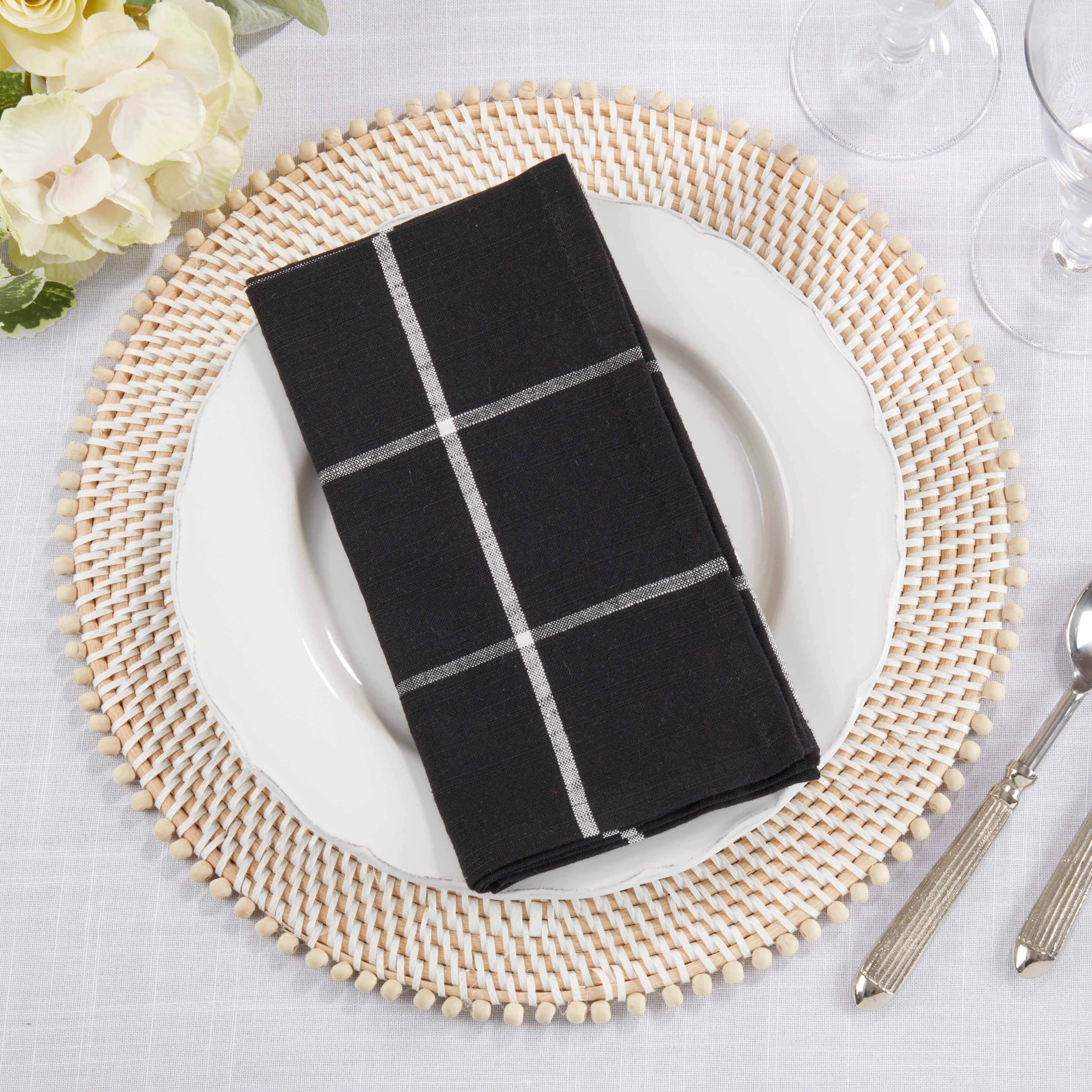 Windowpane Plaid Table Napkin, Set of 4