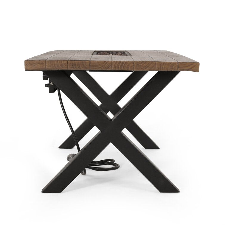 40,000 BTU Outdoor Concrete Fire Pit Table with X-Shaped Iron Legs