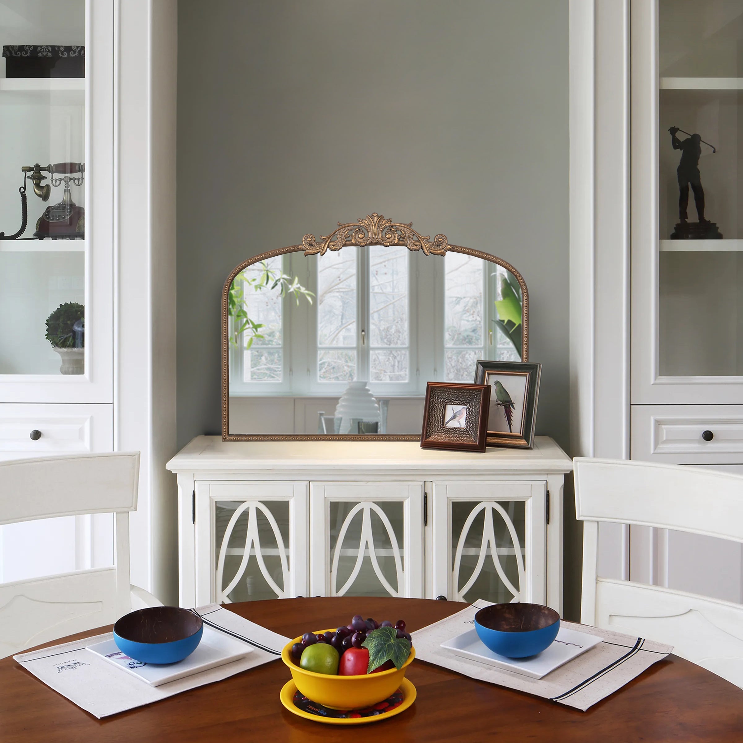 Arch Wall Mirror with Baroque Inspired Frame