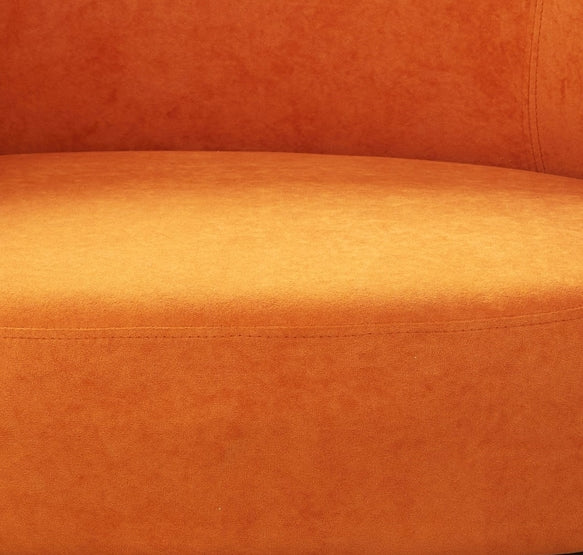 Mid-Century Modern Velvet Accent Chair, Upholstered Barrel Armchair with Metal Legs, Comfy Single Sofa Chair for Living Room Bedroom
