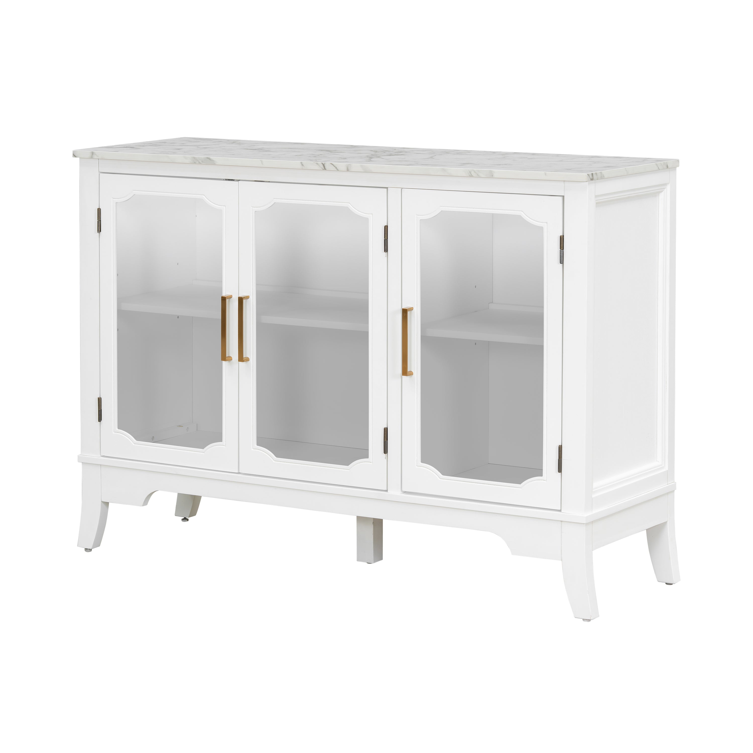 3-Door Storage Cabinet with Glass Doors