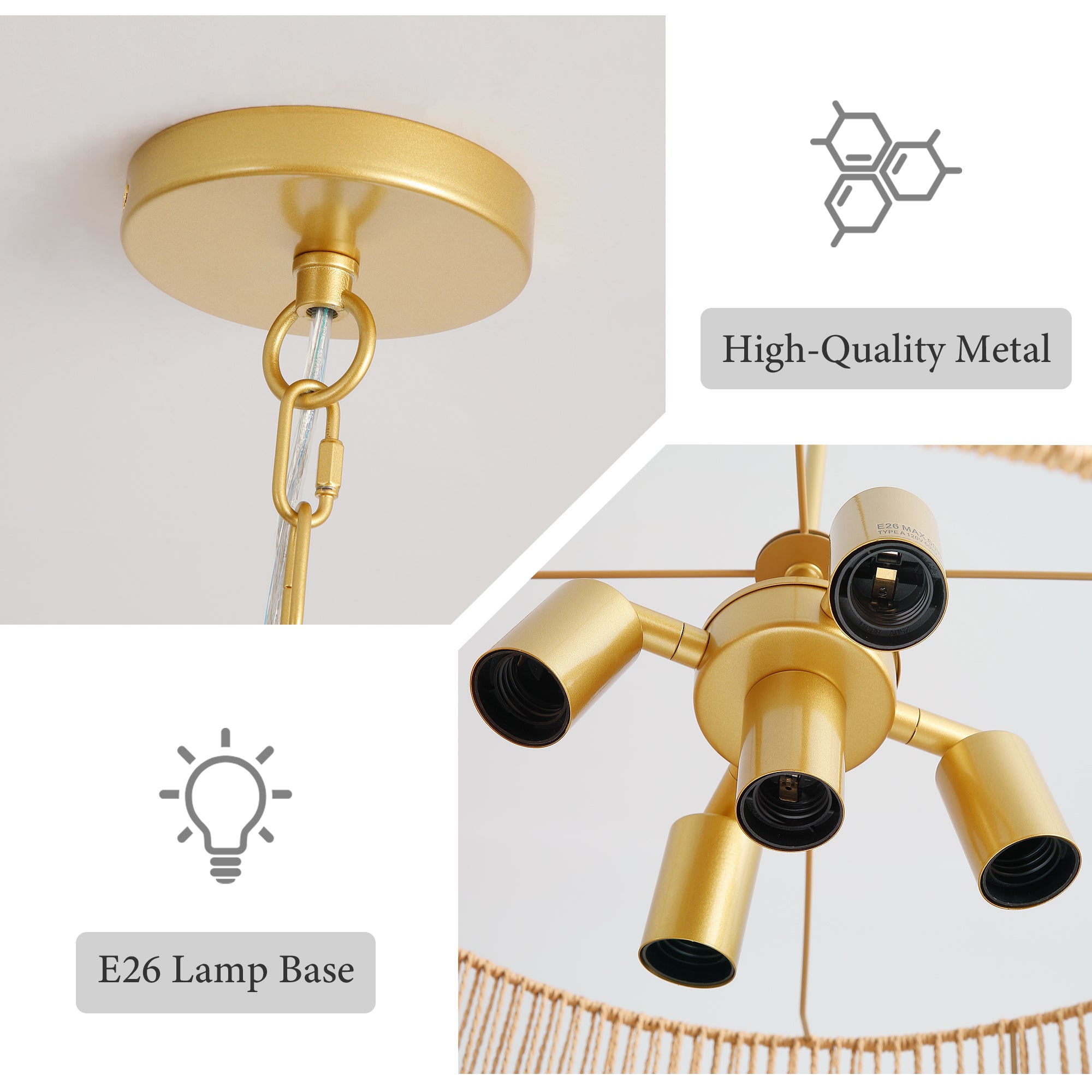 Handwoven Rattan Chandelier, 2-Tier Boho Wabi-Sabi Pendant Light
