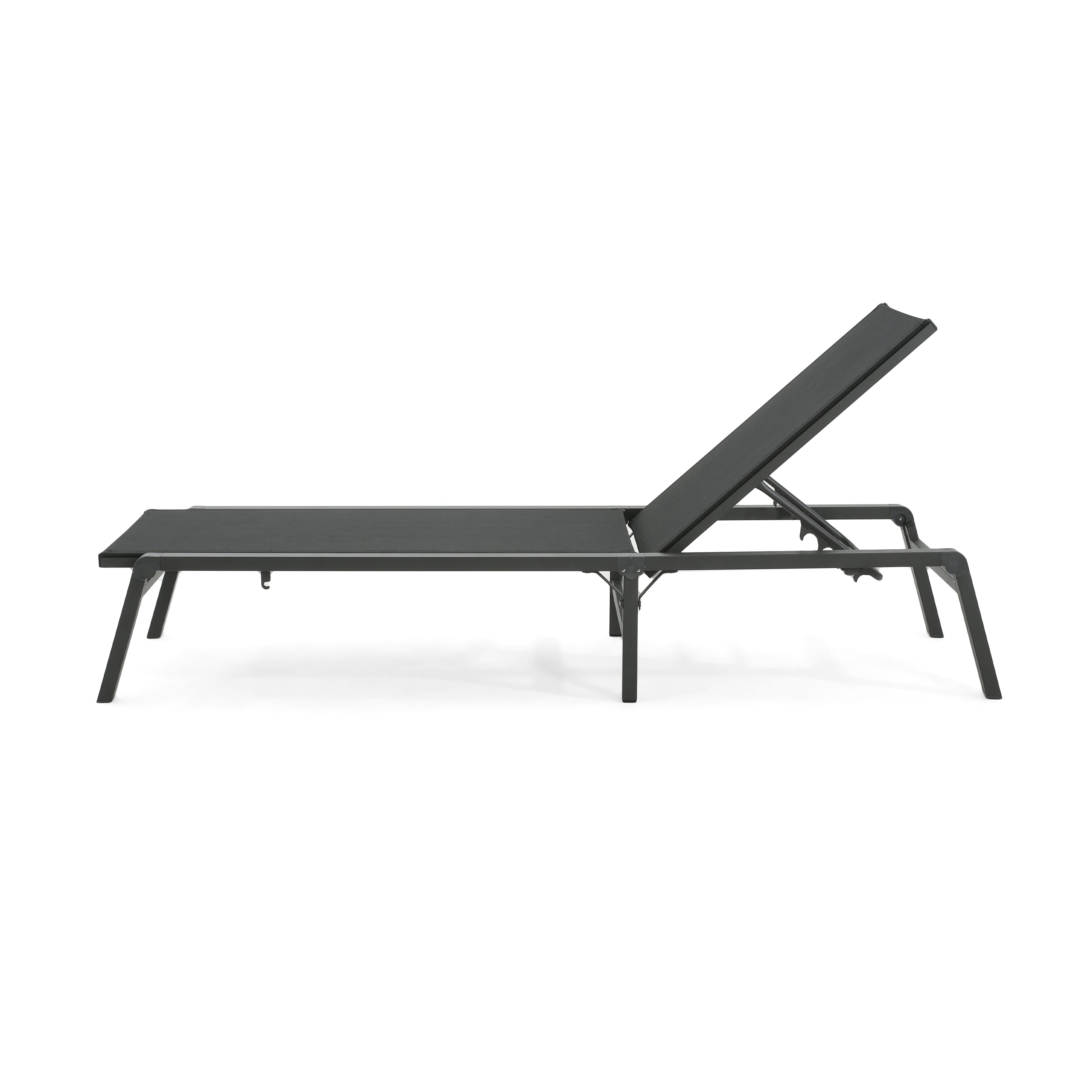 Outdoor Folding Lounge with Aluminum Frame and Adjustable Backrest, Set of 2