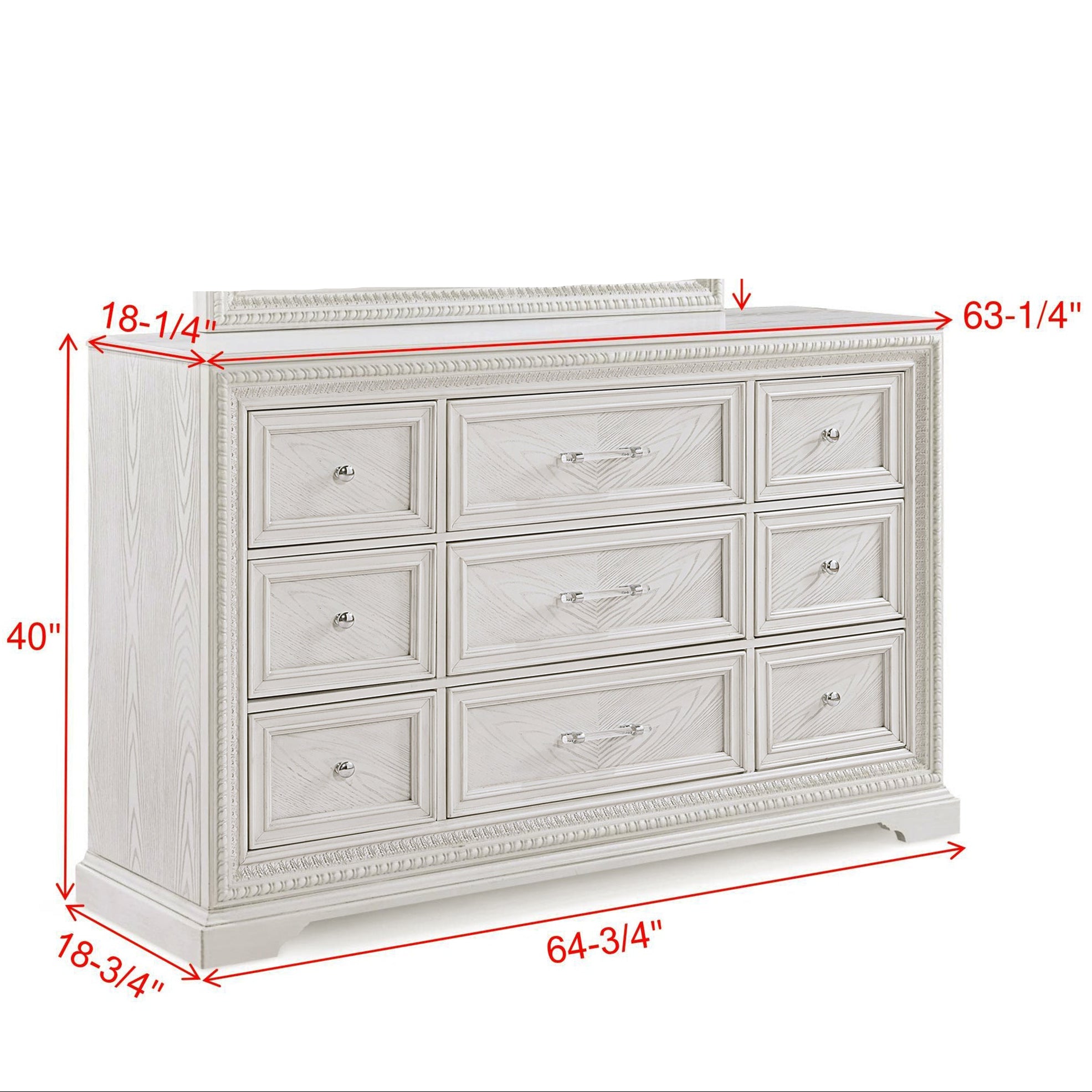Kelsea Antique White 6-Drawer Storage Dresser