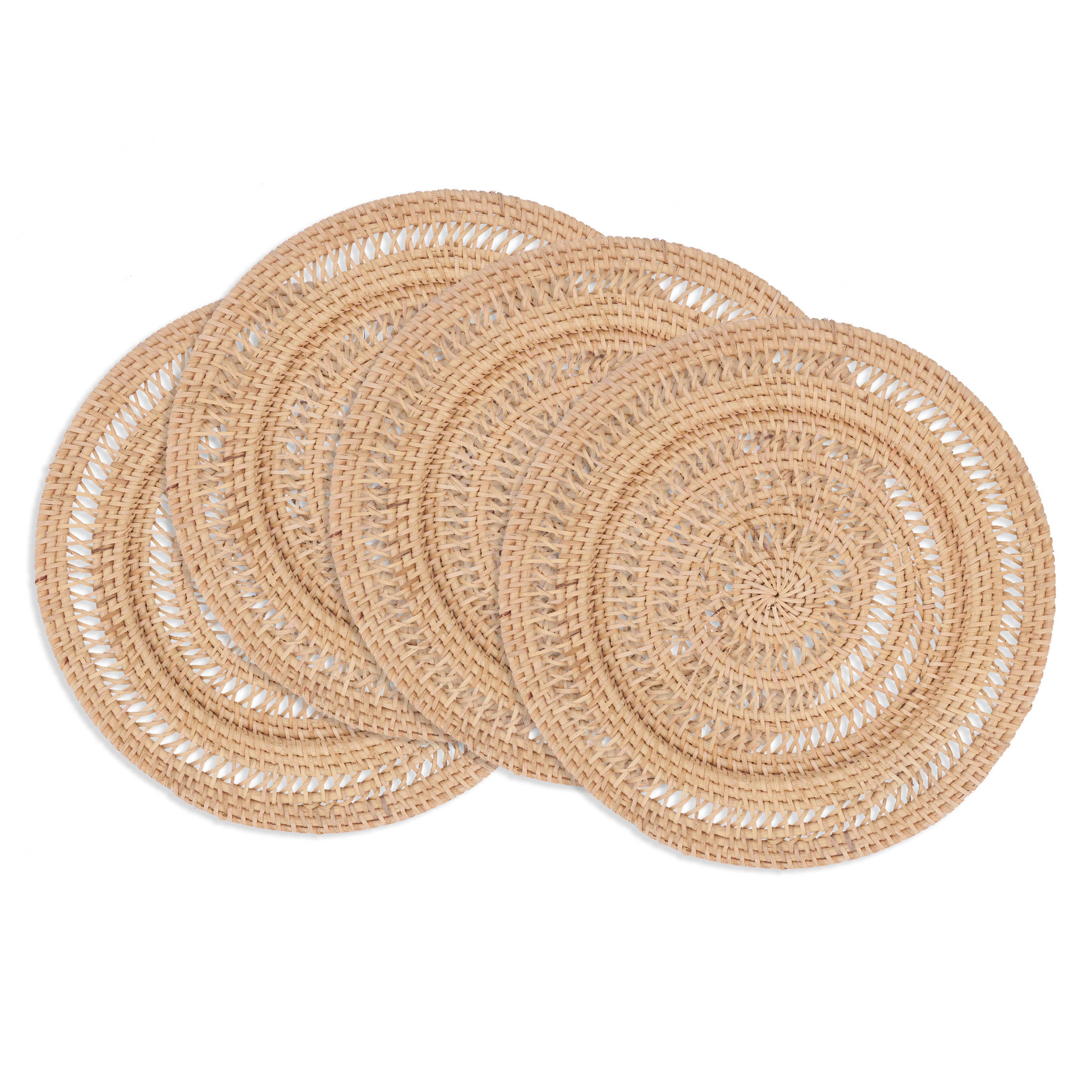 Rustic Rattan Charger, Set of 4