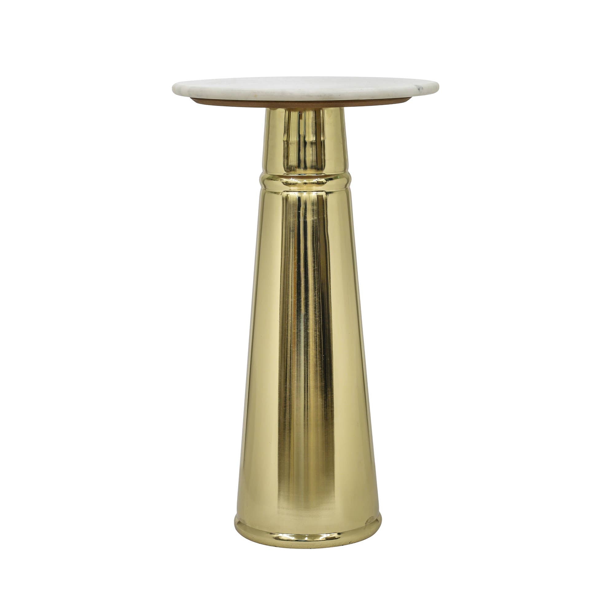 White Marble Top Side Table with Gold-Finished Metal Base