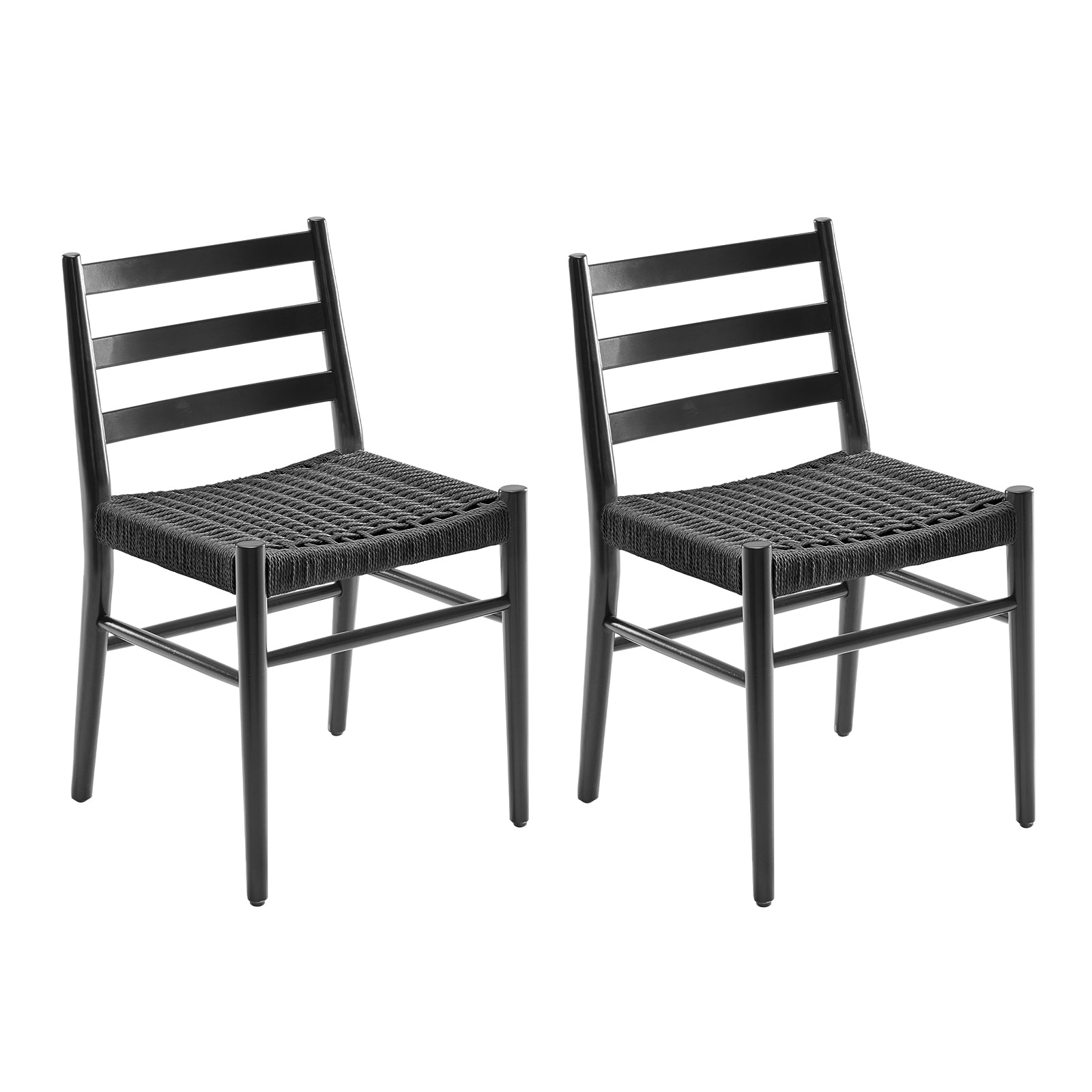 Modern Ladder-Back Woven Seat Dining Chairs, Set of 2