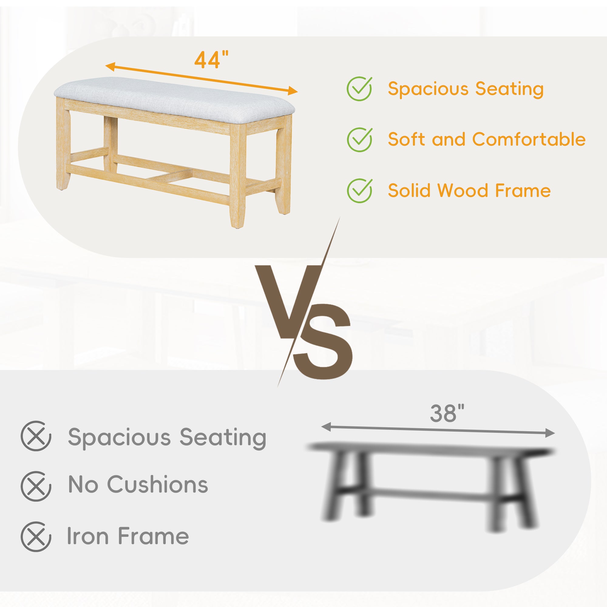 6-Piece Dining Set with Rectangular Extendable Table, Upholstered Dining Bench and 4 Chairs