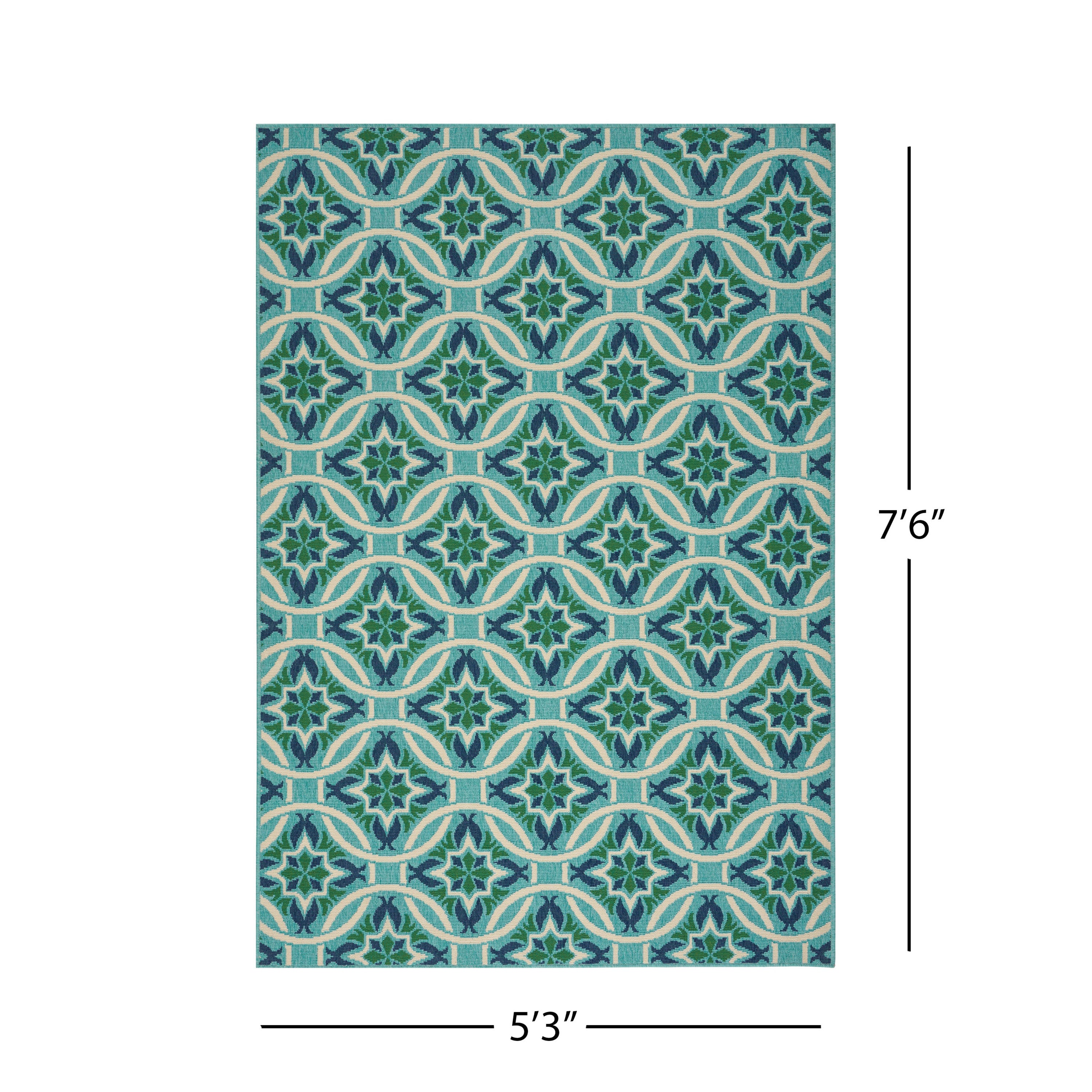90"x63" Outdoor Rug with Rectangular Shape and Machine-Woven Design