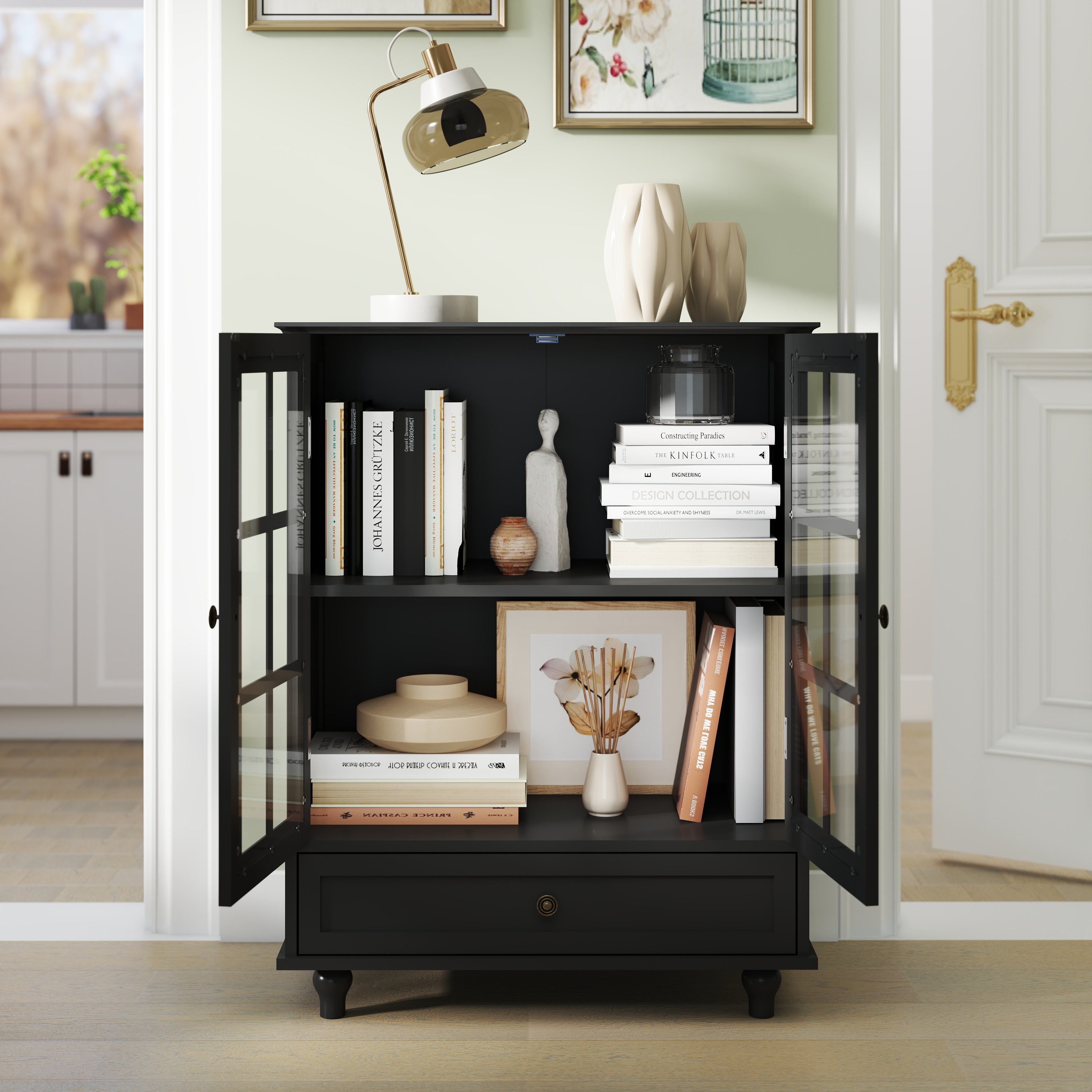Double Glass Door Accent Cabinet