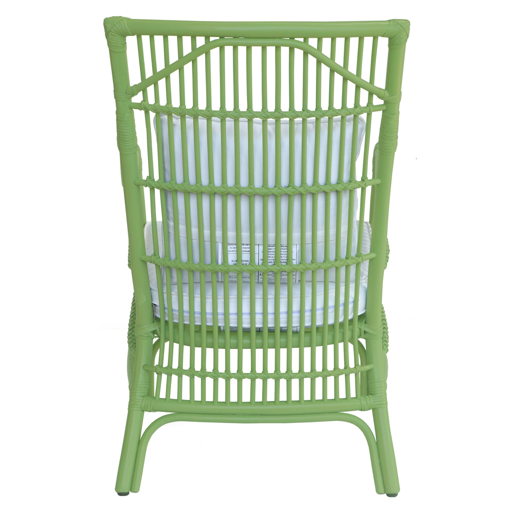 Rattan Slat Back Dining Arm Chair Green